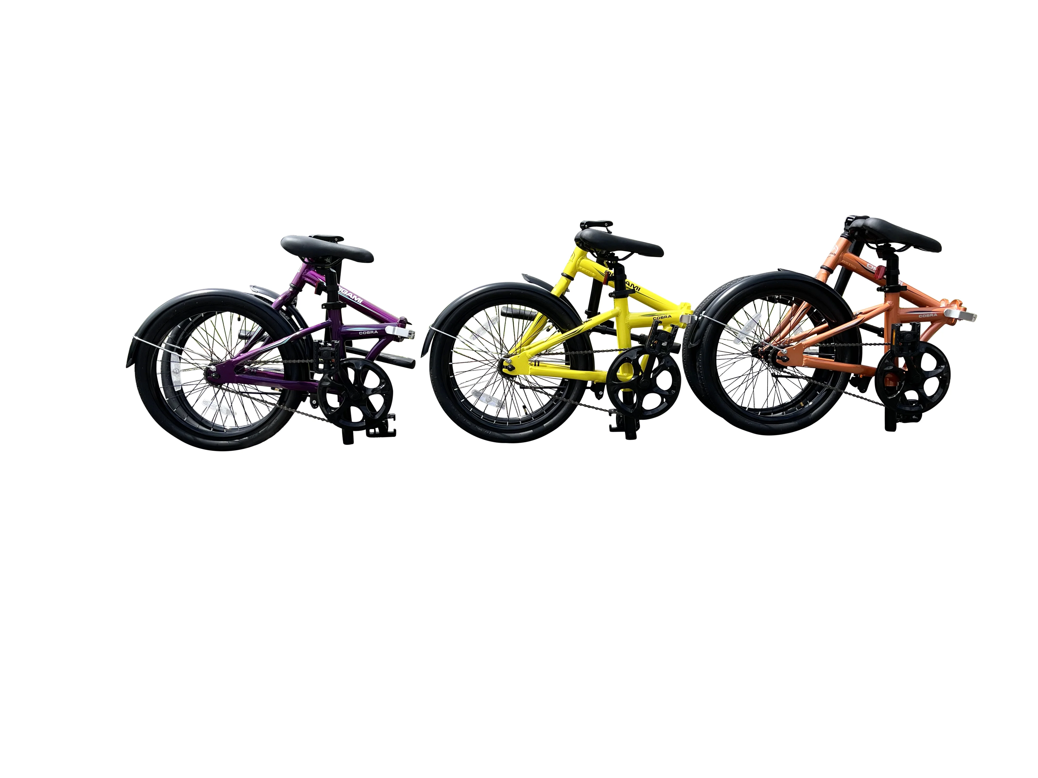 Origami Cobra single-speed lightweight aluminum folding bike in Purple