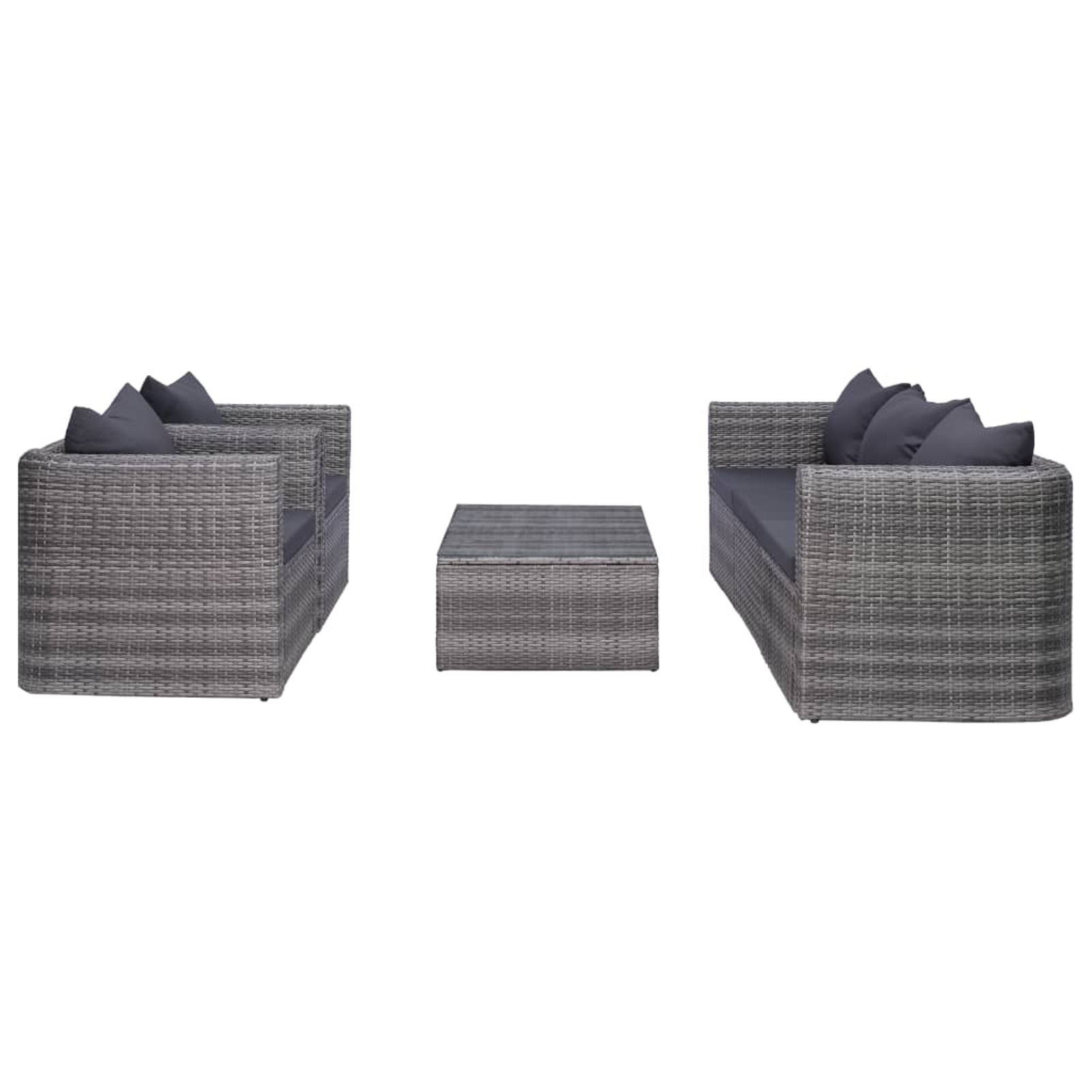 Dcenta 6 Piece Outdoor Conversation Set Sectional Sofa with Coffee Table and Cushion Set Gray Poly Rattan Garden, Patio, Pool, Backyard, Balcony, Lawn Furniture