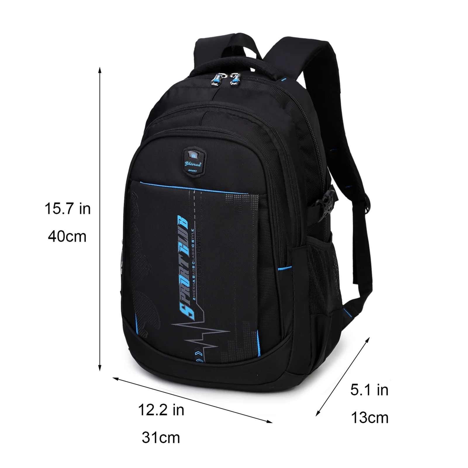 Forestfish Black Blue Backpack for Teen Boys Girls,Business Backpack for Mens Women Waterproof Lightweight Middle School Bag