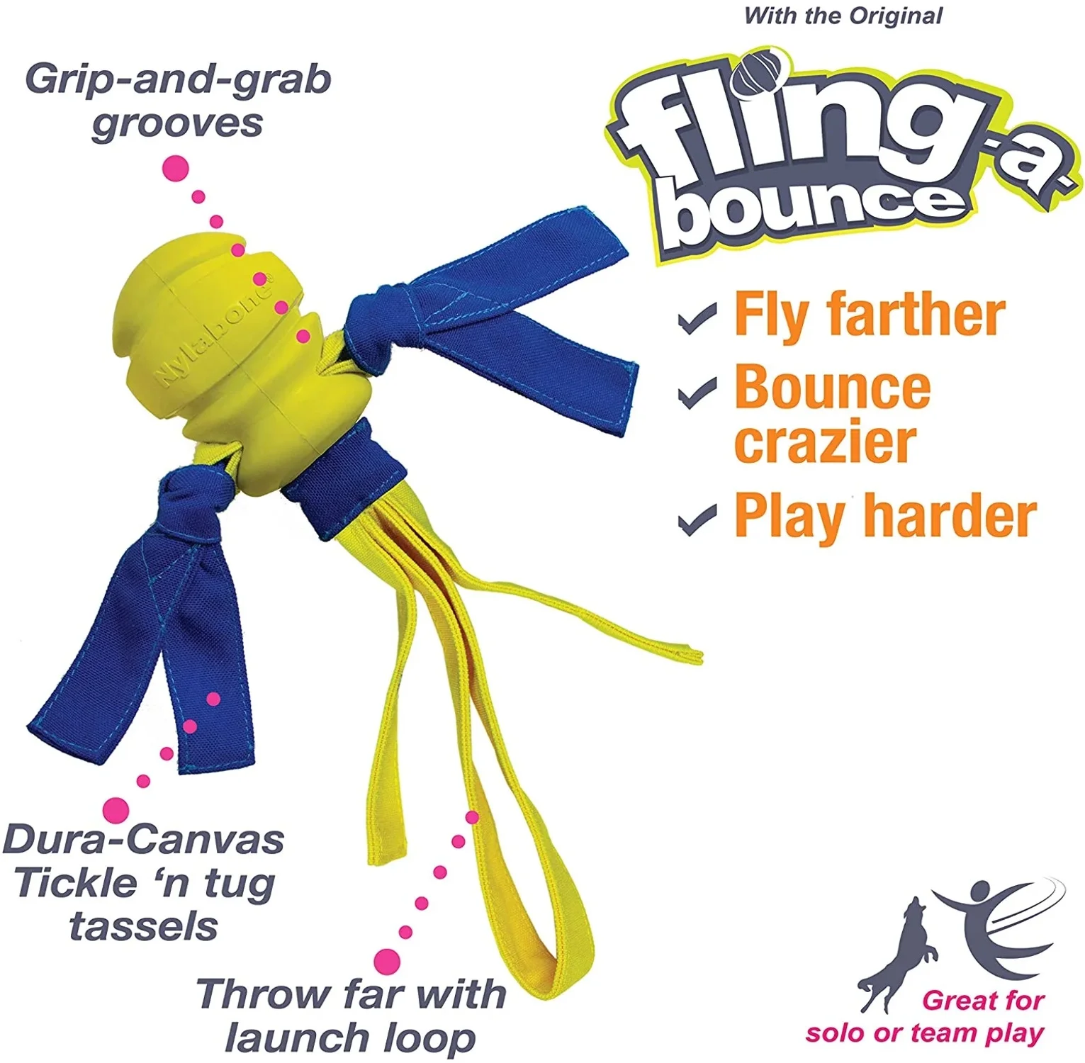 Nylabone Power Play Dog Fetch Toys Fling-a-Bounce Medium - 10 in.