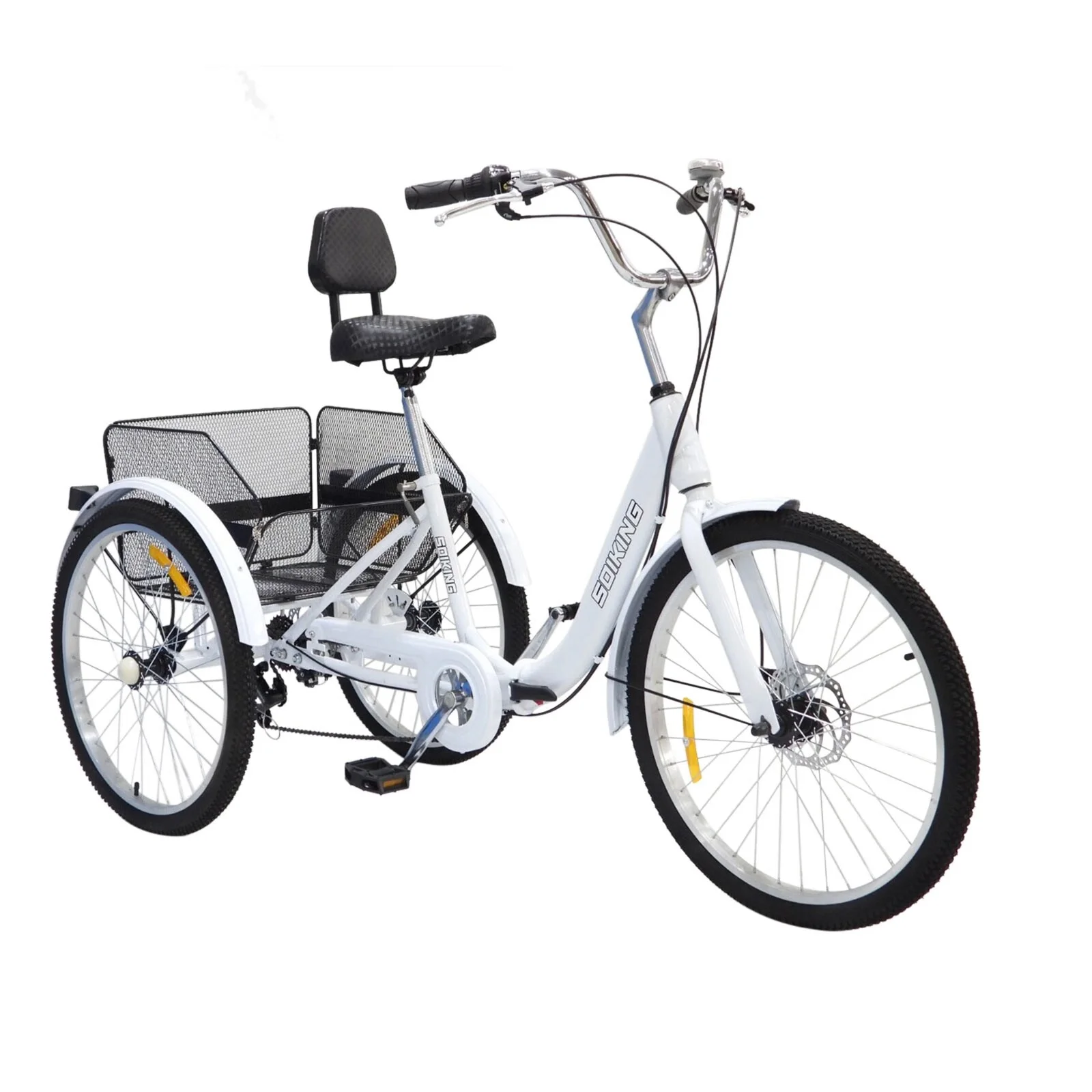 24-Inch 7 Speed Shifting System Road Bike Frame Tricycle Cruiser Bike Wheel Adult Tricycle With Shopping Basket Road Bicycle Ship from USA