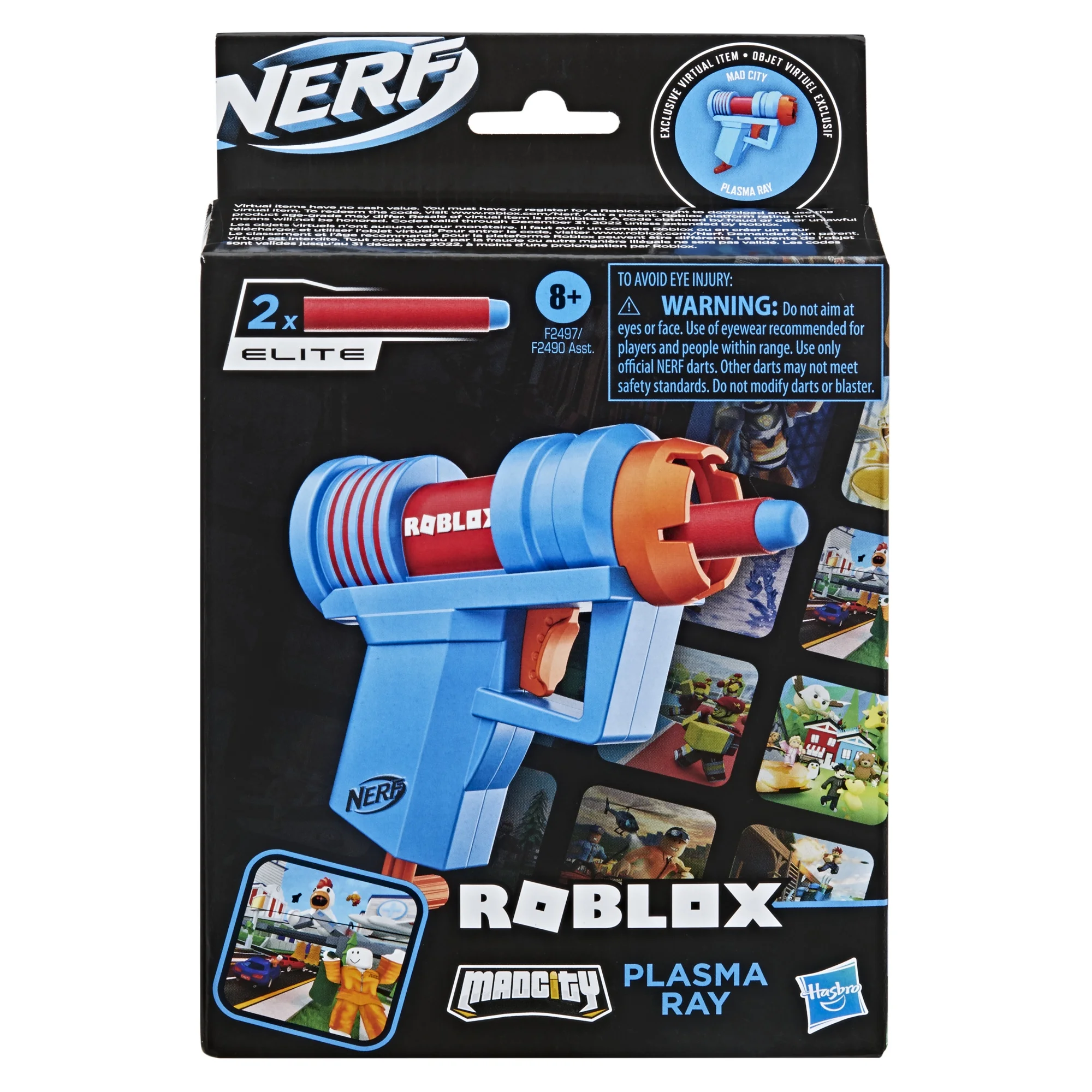 Nerf Roblox Mad City: Plasma Ray Dart Blaster, 2 Nerf Darts, Unlock In-Game Virtual Item