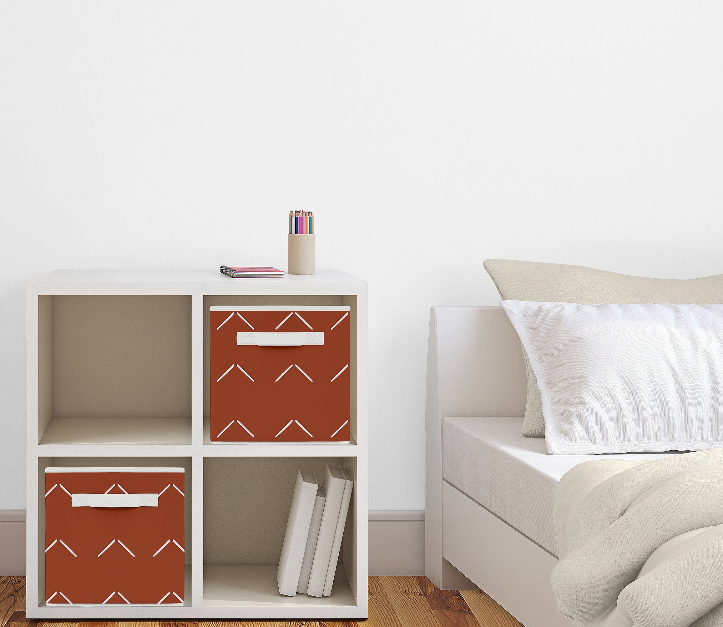 Diamond Tuft Orange Rust Arrow Fabric Storage Bin (Set of 2) by Sweet Jojo Designs