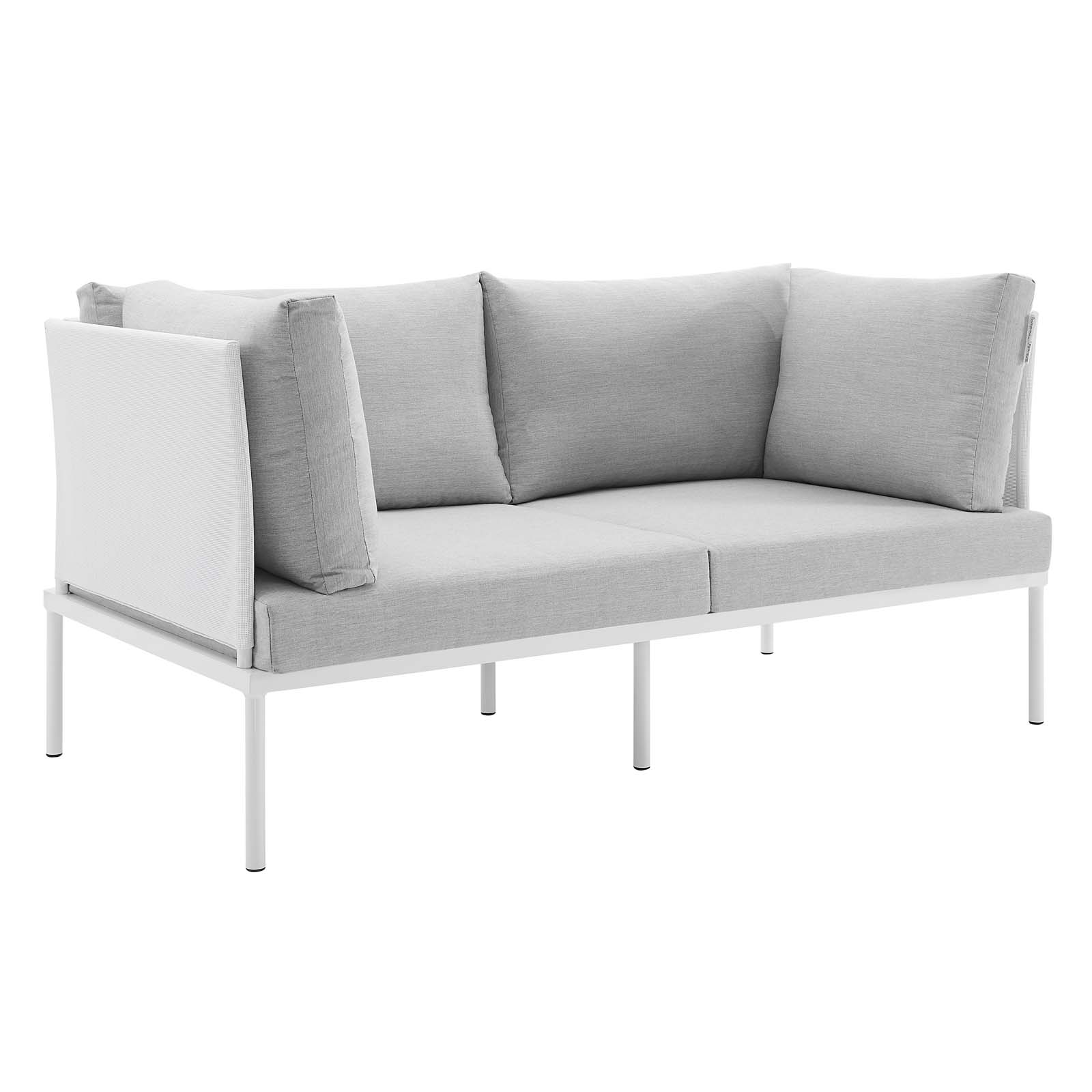 Modway Harmony Sunbrella® Outdoor Patio Aluminum Loveseat in White Gray