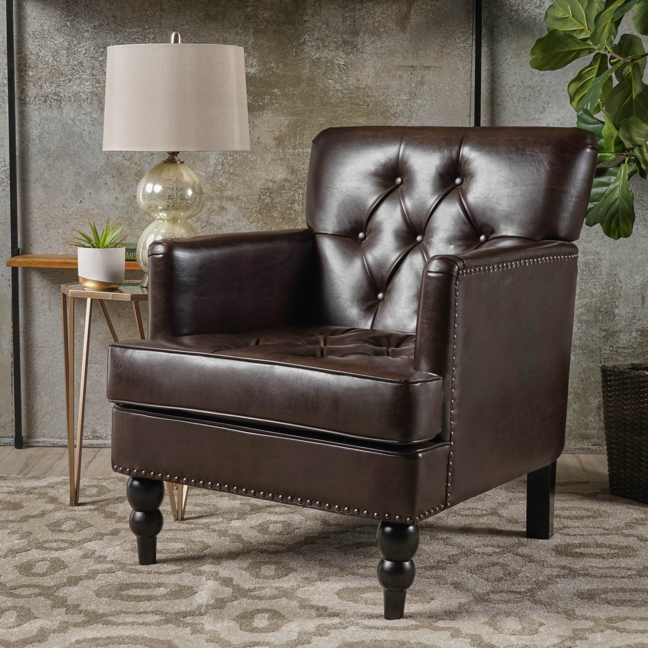 Randi Bonded Leather Club Chair, Brown