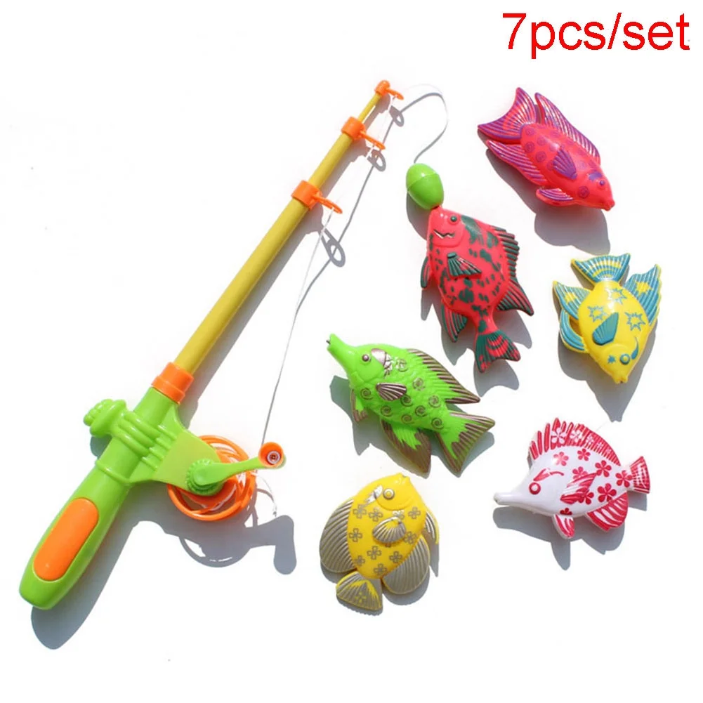 7 Pcs Plastic Fishing Toy Magnetic Educational Fish Rod Model Baby Bath Toys;7 Pcs Plastic Fishing Toy Magnetic Educational Fish Rod Baby Bath Toys