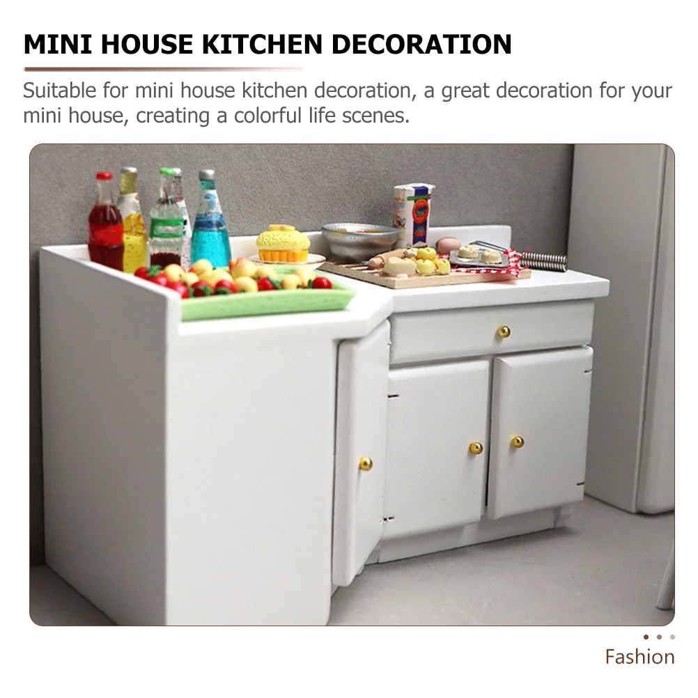 4 pcs Wooden Miniature Cabinet Model Ornament Tiny Hose Adornment Mini House Decoration