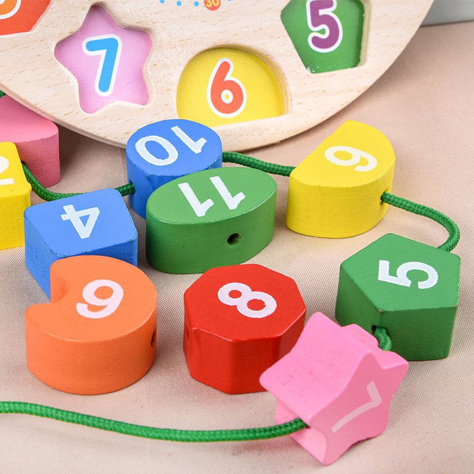 Dosaele Wooden Shape Color Sorting Clock Toy, Number Blocks Puzzle Stacking Sorter Jigsaw, Early Learning Educational Toy, Best Gift for 1-3 Years Old Toddler Baby Kids