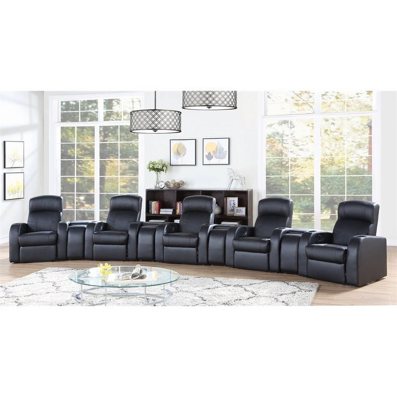 Coaster Cyrus 9-piece Leather Upholstered Recliner Set with Four Consoles Black