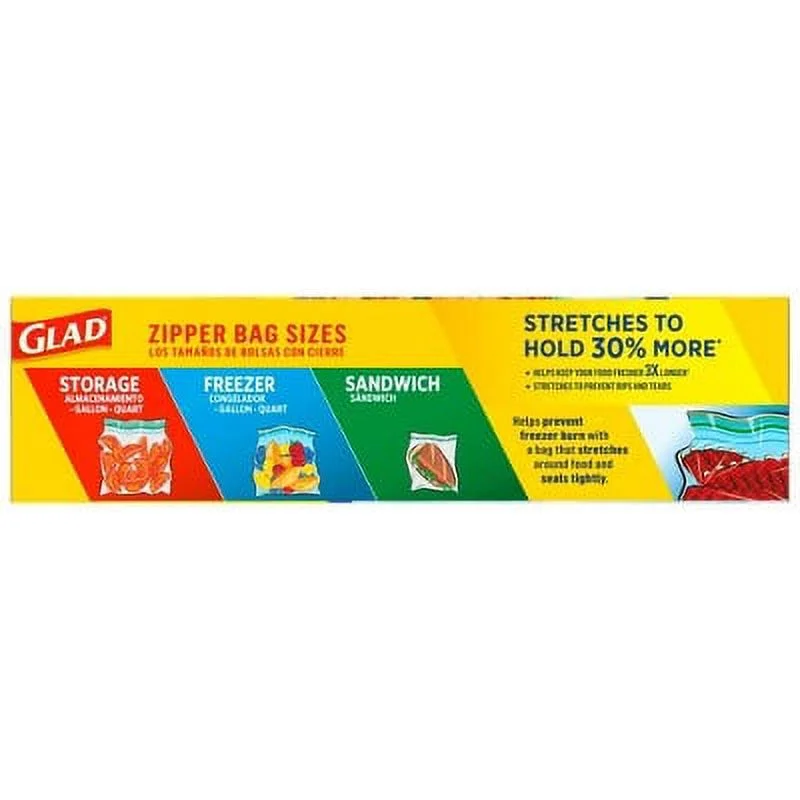 Glad FLEX'NSEAL Zipper Freezer Storage Gallon Bags (Pack of 16)