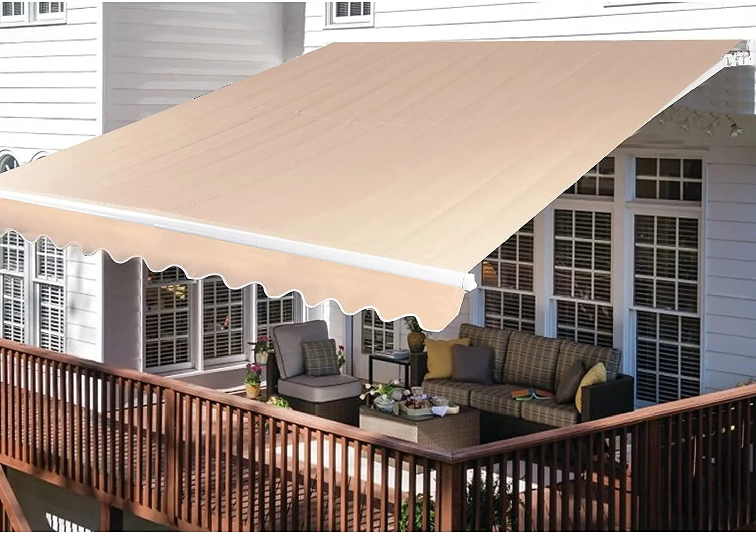 8.2' x 6.5' Patio Retractable Awning Outdoor Sun Shade Shelter Canopy Water UV/Heat Resistant with Crank Handle for Deck