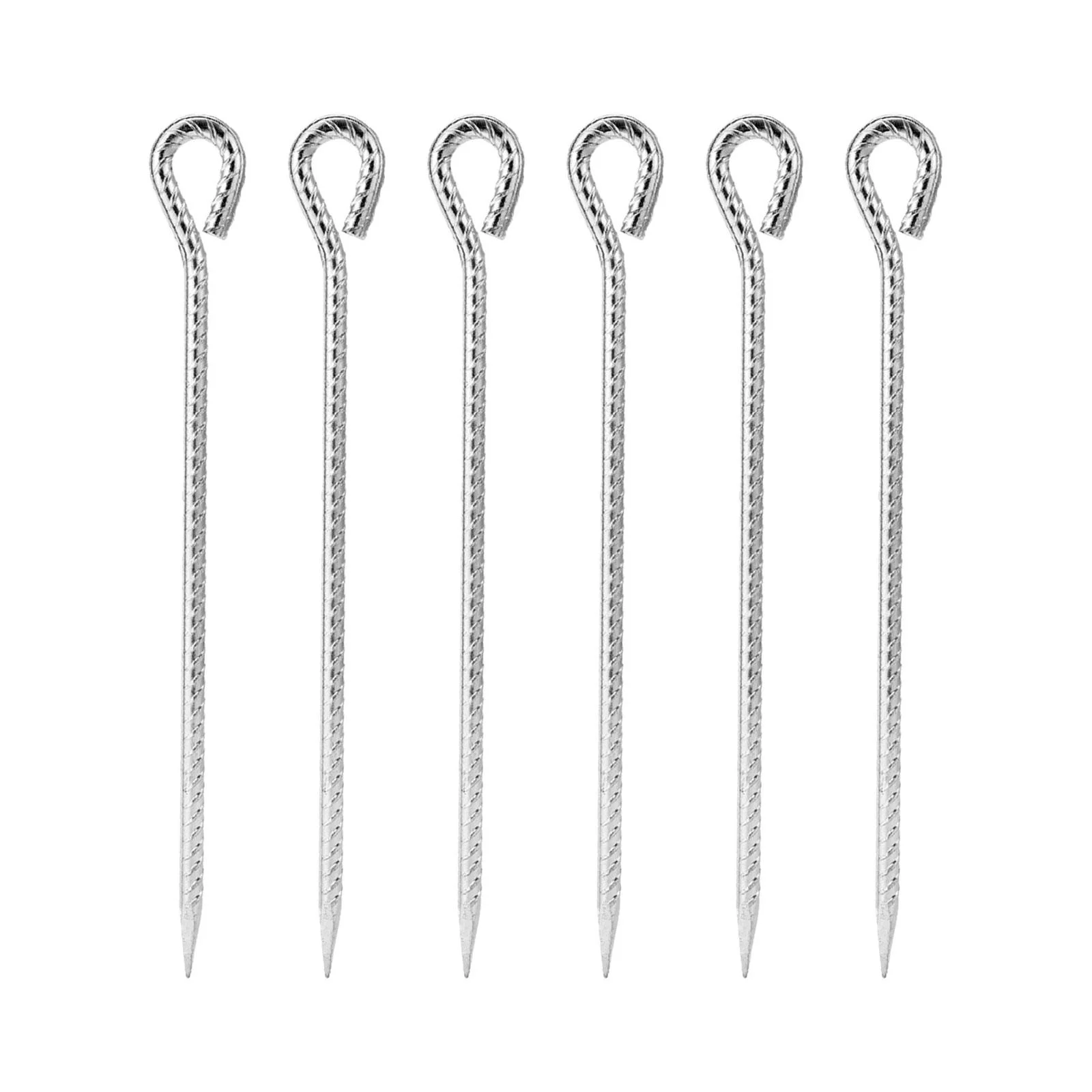 figatia 6 Pieces Tent Stakes Pegs Tent Nails Reusable Beach Spikes Anchor Canopy Stakes with Hook for Backpacking Trip Lawn Tarpaulin 30CM