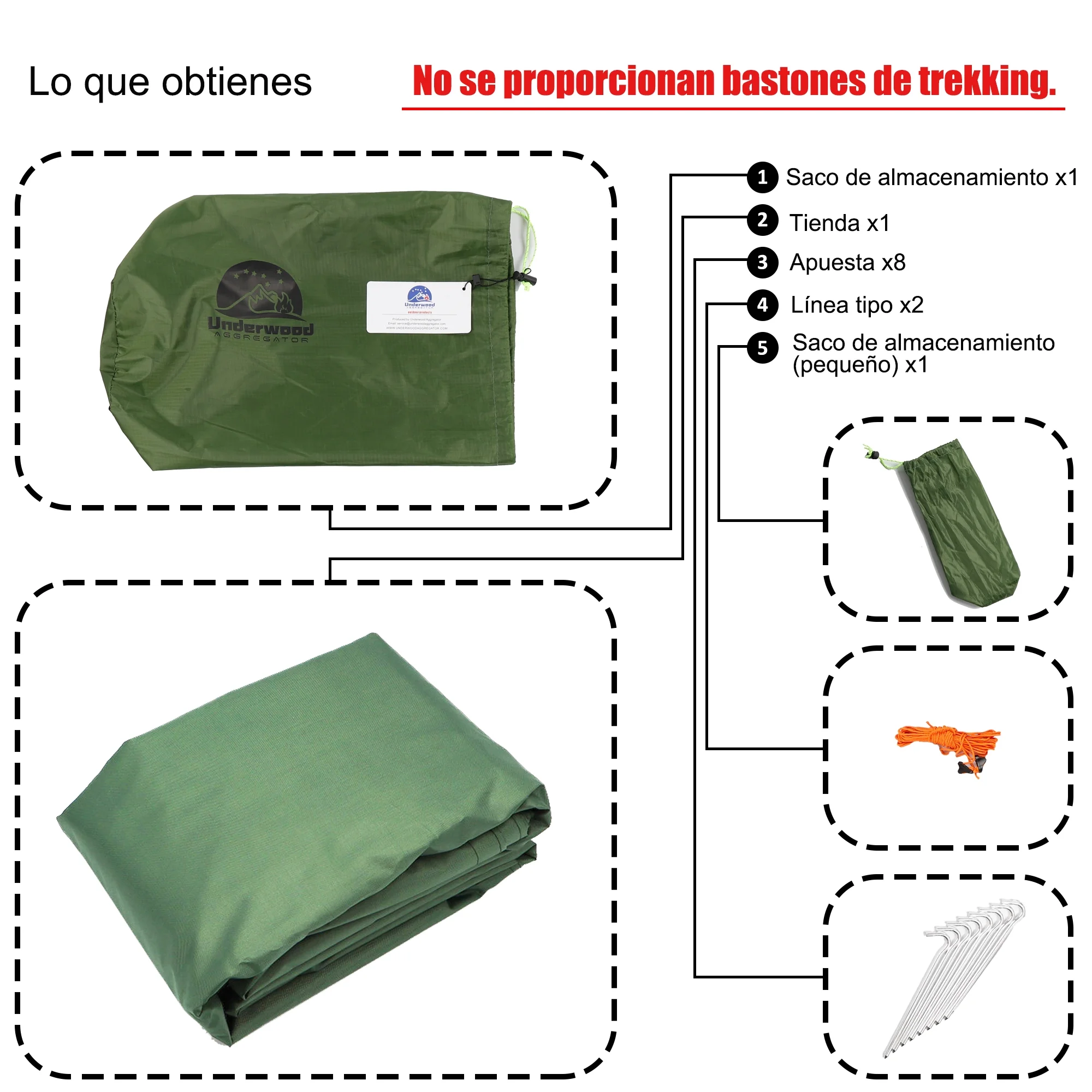 1 Person and 2 Person Trekking Pole Tent for Backpacking - Ultralight Backpacking Tent, Waterproof Hiking Tent for Camping  (NO Trekking Poles!!!)