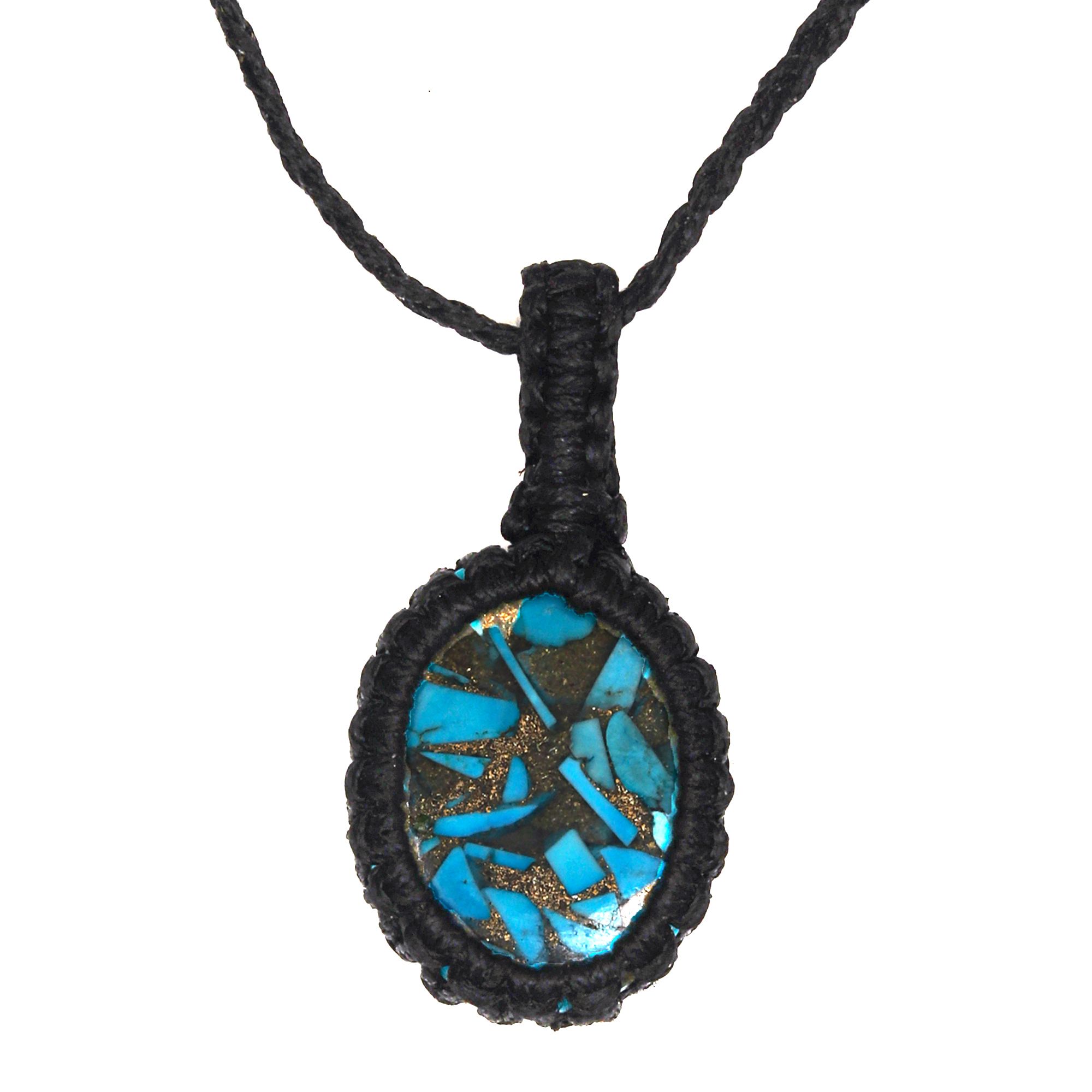 Blue Turquoise Macrame Thread Handmade Jewelry 20-36''Ad jewelry woman necklace