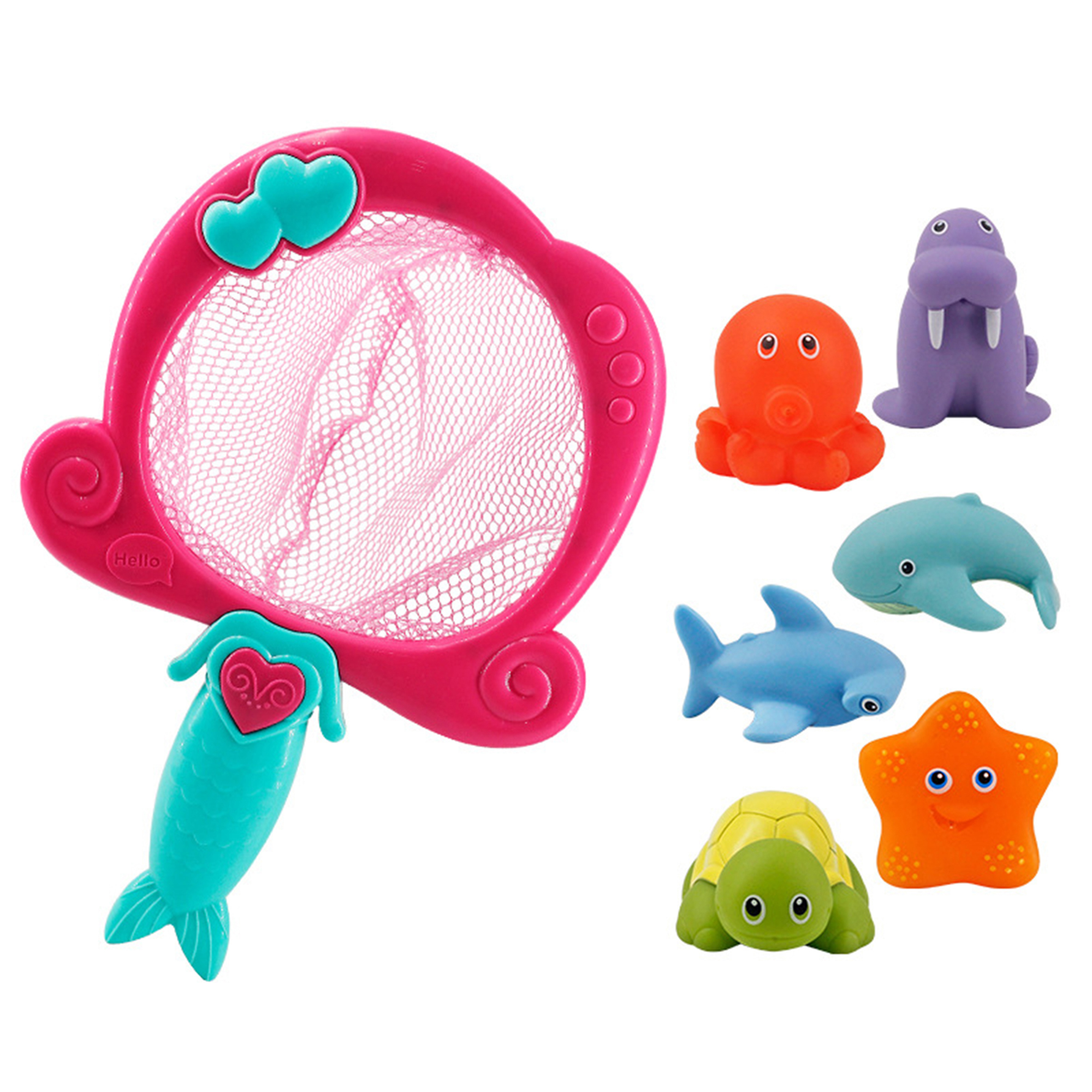Baby Bath Toys Bathtub Toys with Mermaid Net Color Changing Floating Pool Toys for Infants Toddlers