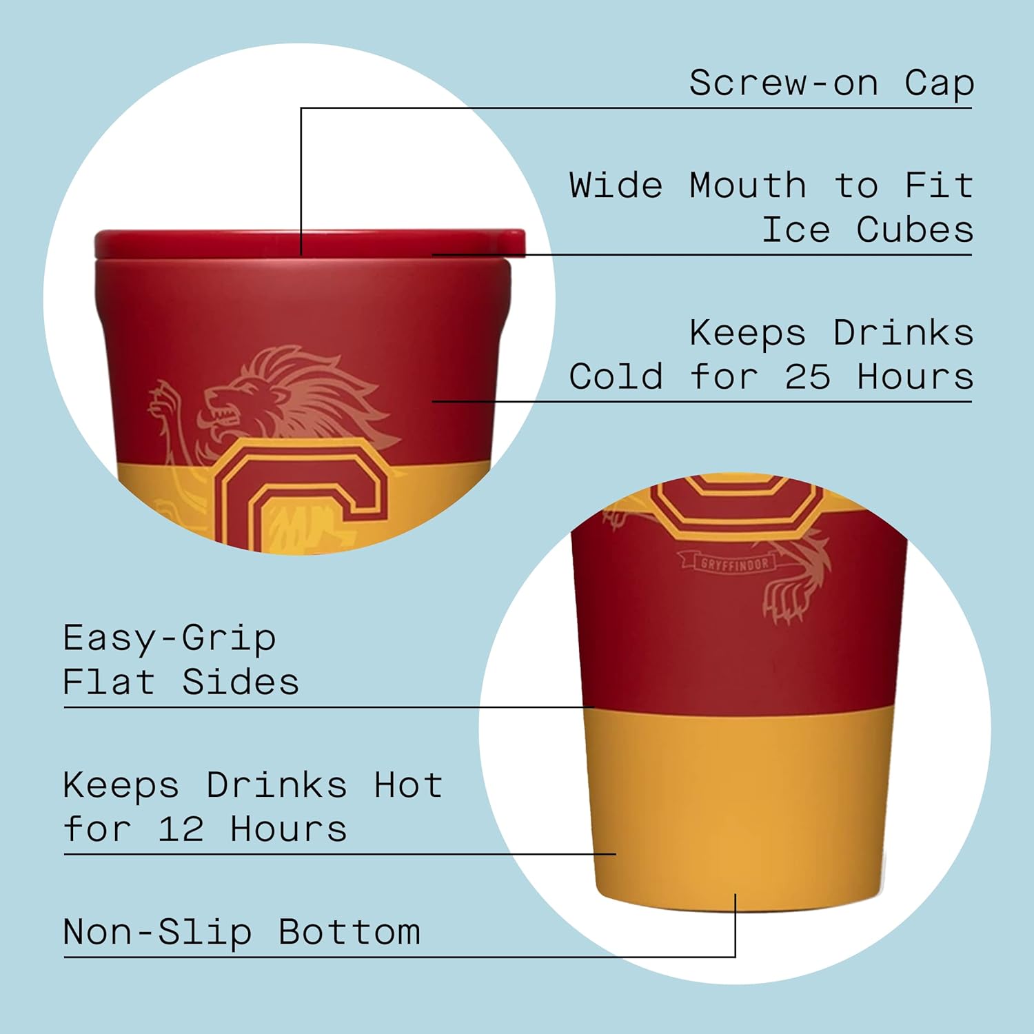 Gryffindor Travel , Insulated Water Bottle With Lid, Spill Proof For Wine, Coffee, Tea, And Hot Cocoa,16 Oz