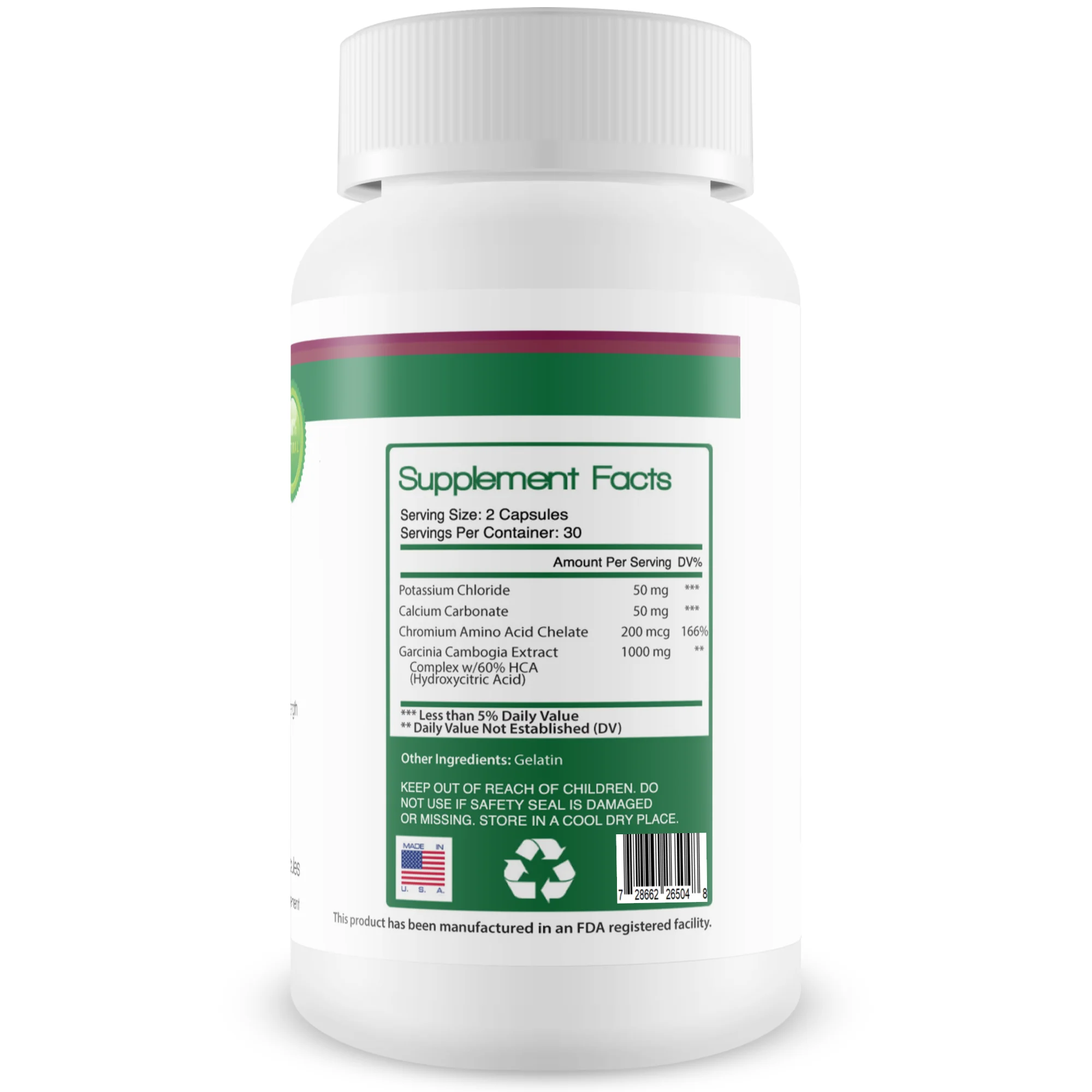 Peak Garcinia - 1,000mg 60% HCA Garcinia Cambogia - Natural Weight Loss Dietary Supplement for Women & Men - 60 Capsules