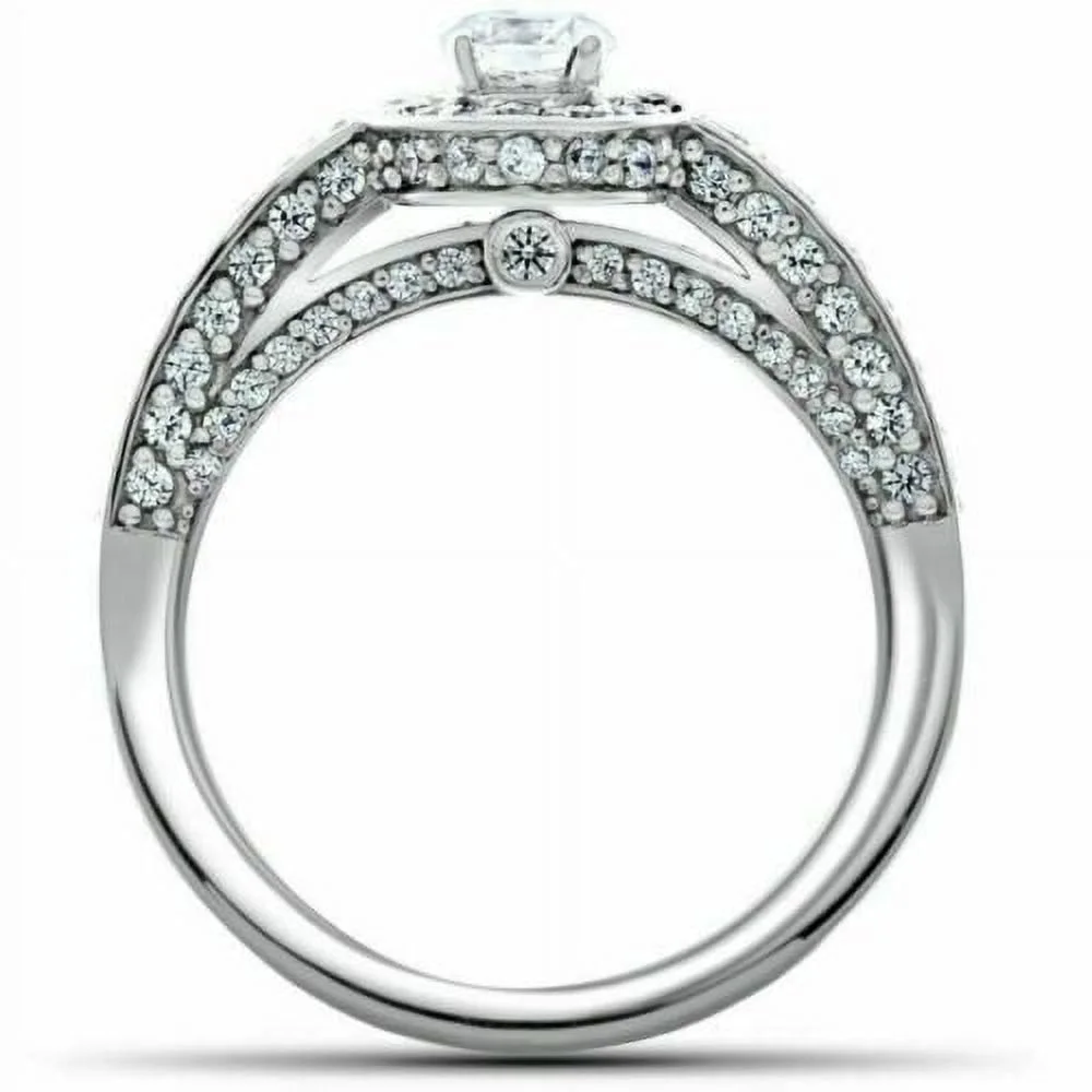 1.00 CT F/SI1 Round Cut CVD Coated EHM Diamond Engagement Ring 14k White Gold