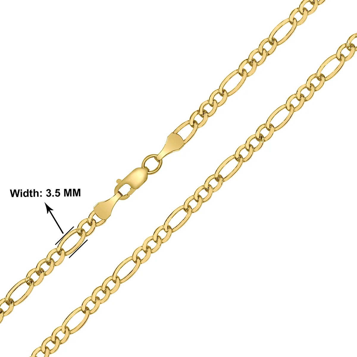 14K Yellow Gold Filled 3.5mm Figaro Chain with Lobster Clasp - 18 Inch