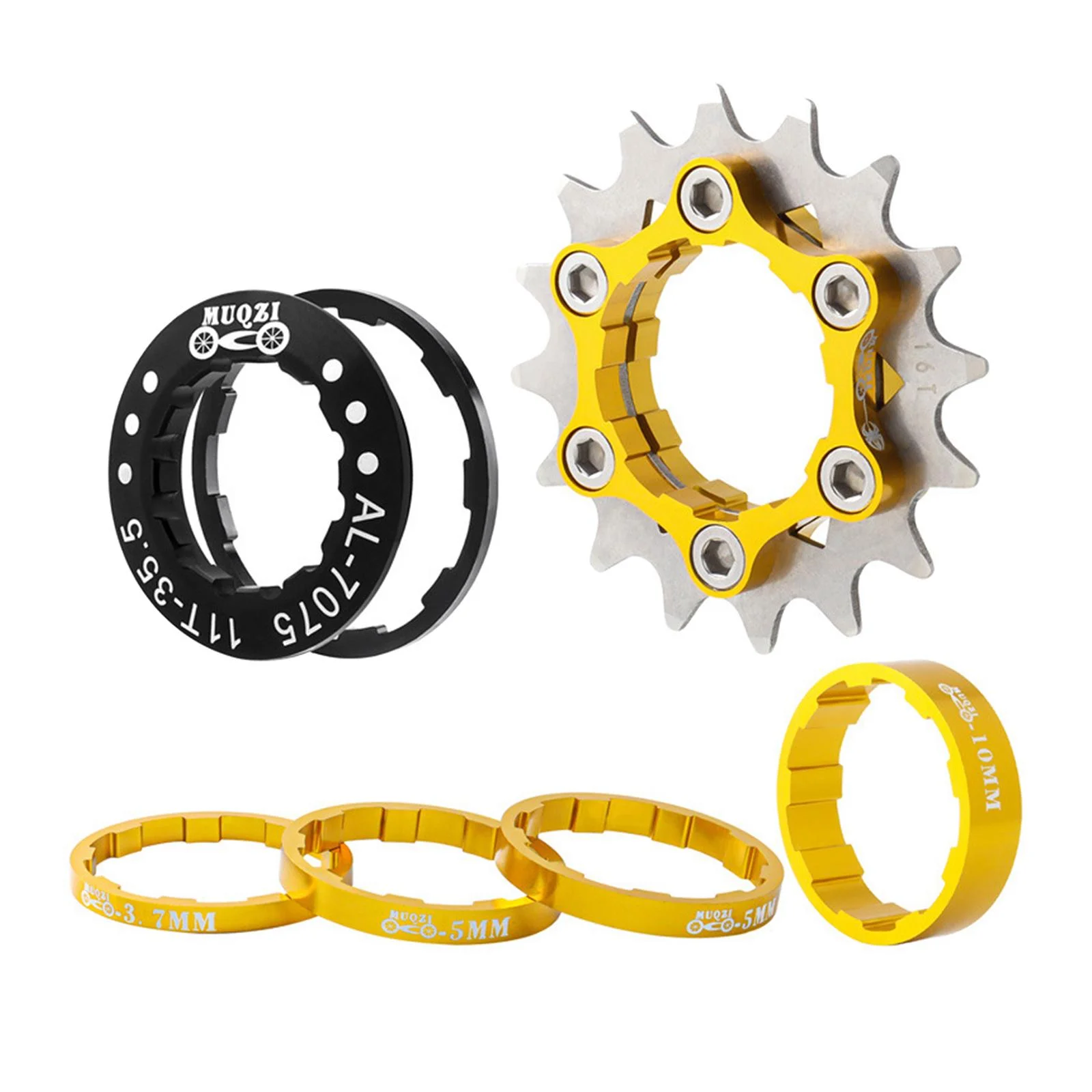 Single 16T Single Cog Set Aluminum Alloy Freewheel Gear Accessory Component for Mountain Bike Hubs BMX - Gold