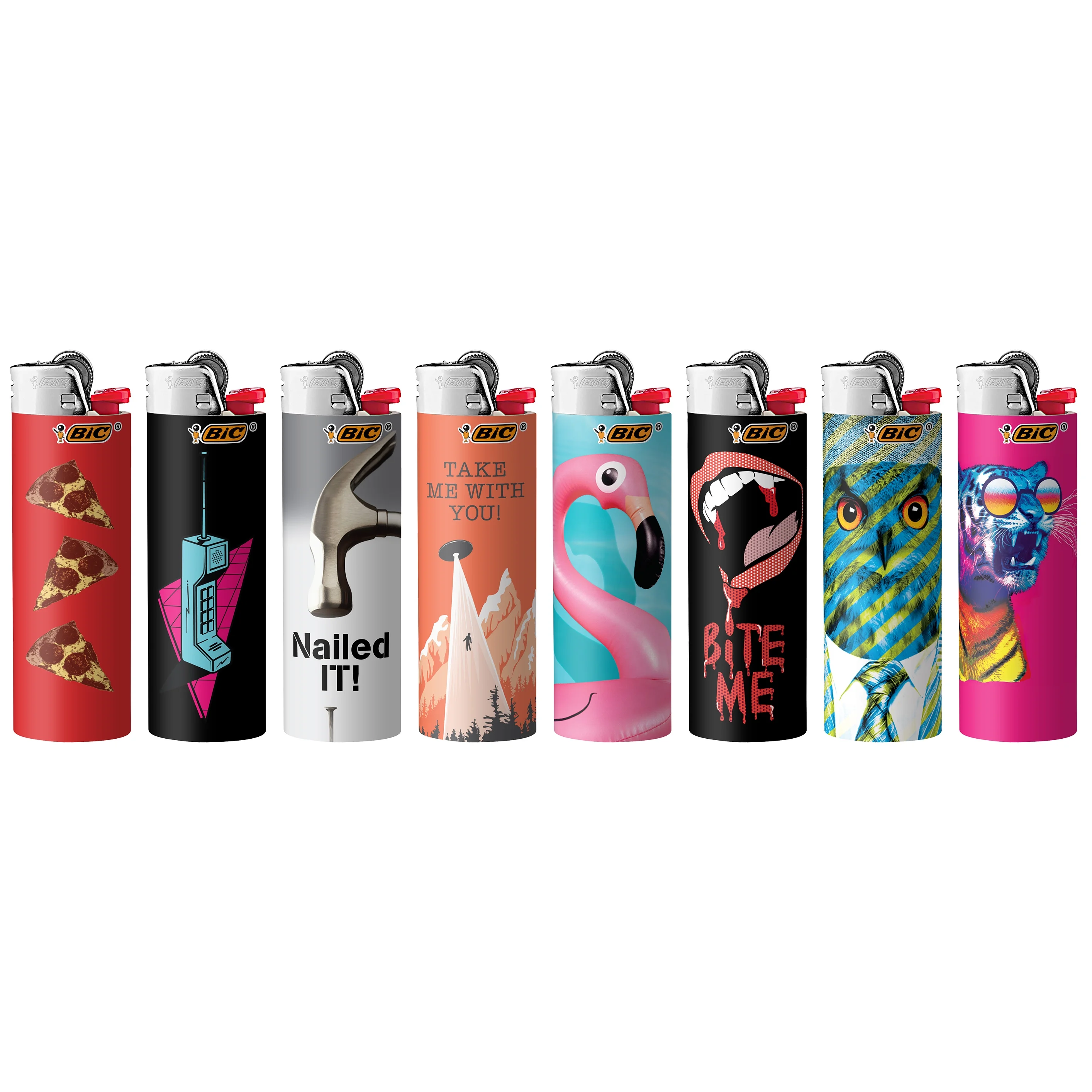 BIC Maxi Pocket Lighter, Special Edition Favorites Collection, Assorted Unique Lighter Designs, 50 Count Tray of Lighters