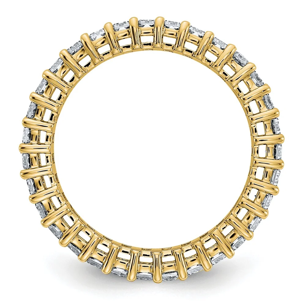 14K Yellow Gold Ring Band Moissanite Octagon Emerald White