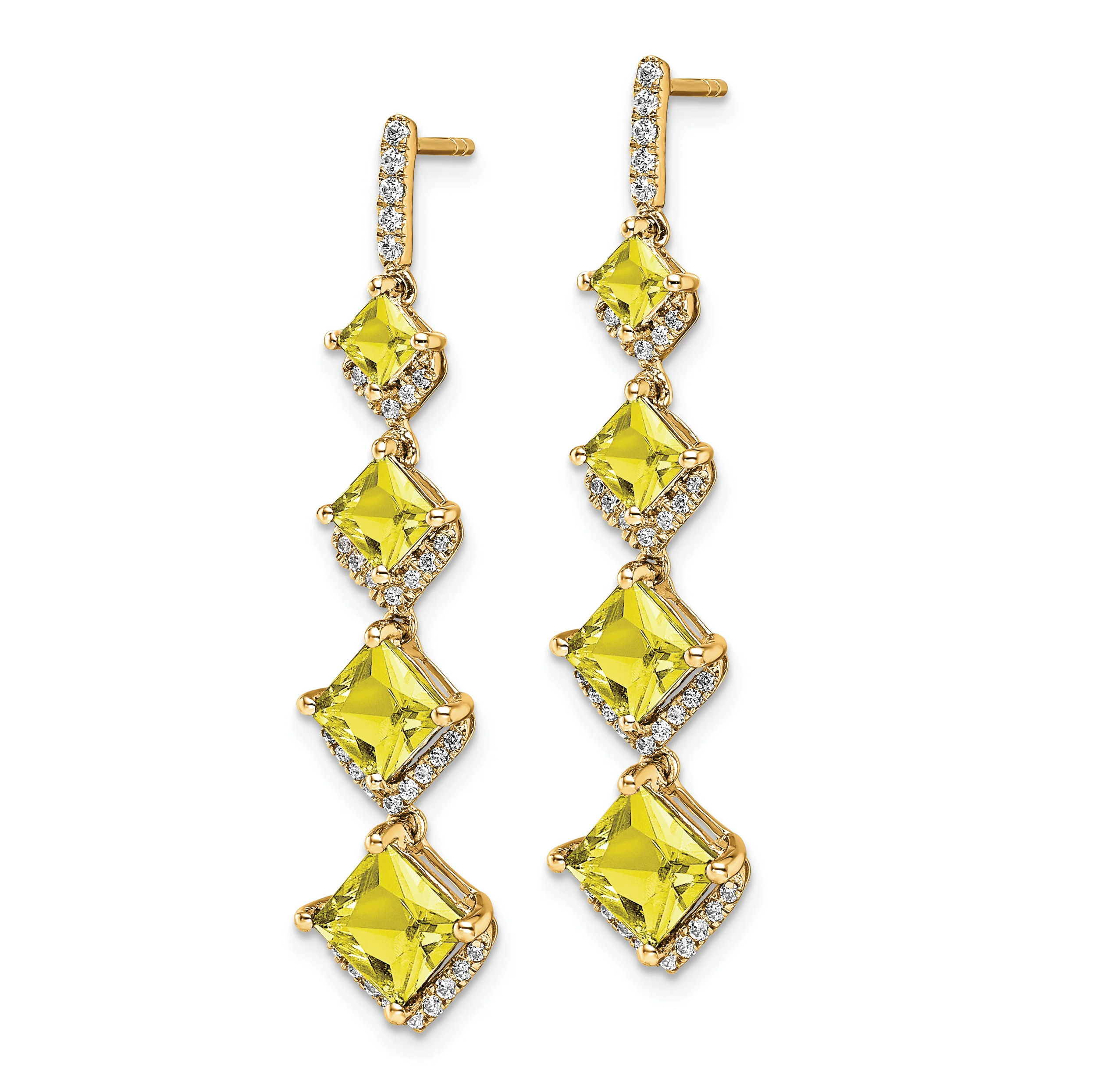 Primal Gold 14 Karat Yellow Gold Lab Grown Diamond SI1/SI2, G H I, Created Yellow Sapphire Drop Post Earrings
