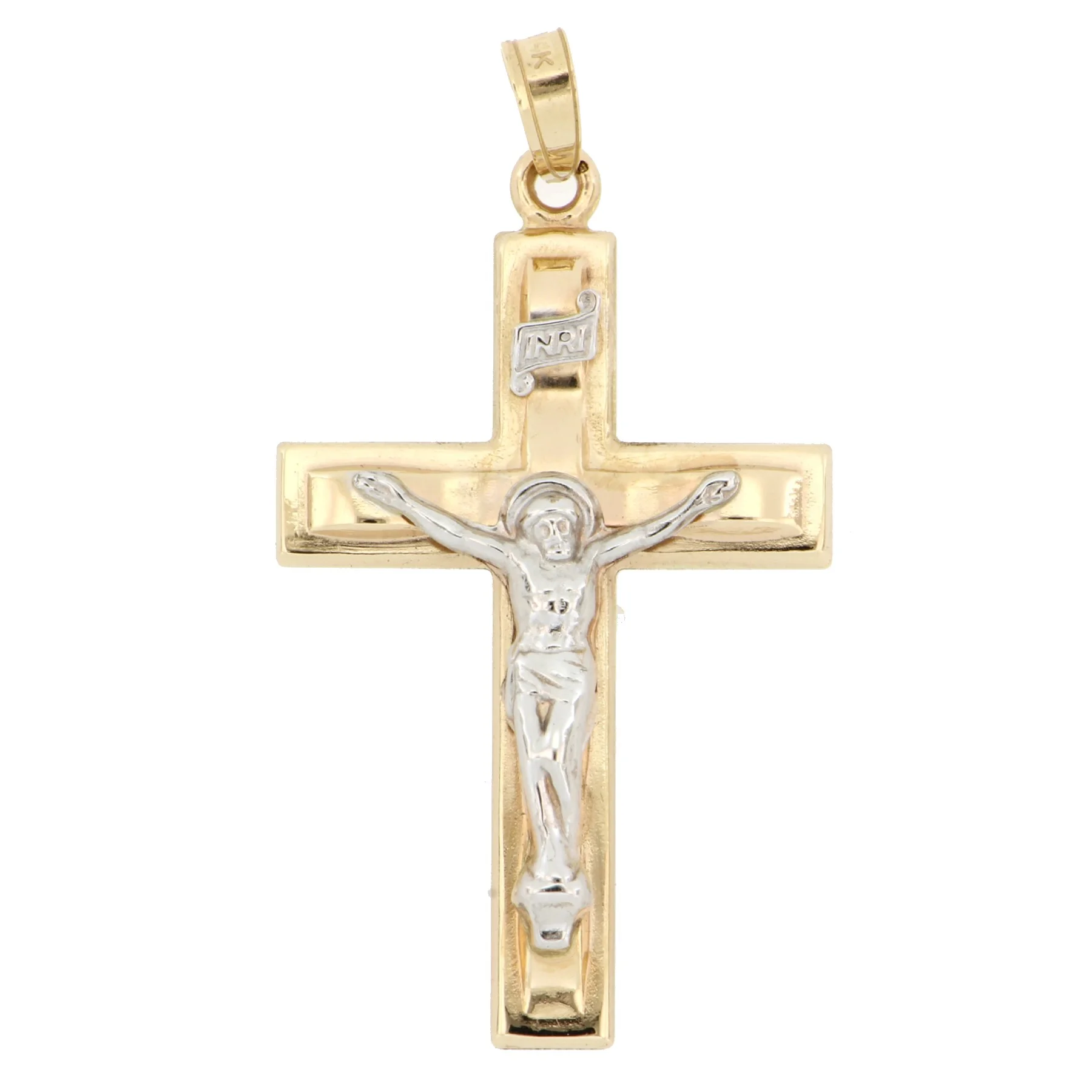 Brilliance Fine Jewelry 14 KT Two Tone Gold Modern Crucifix