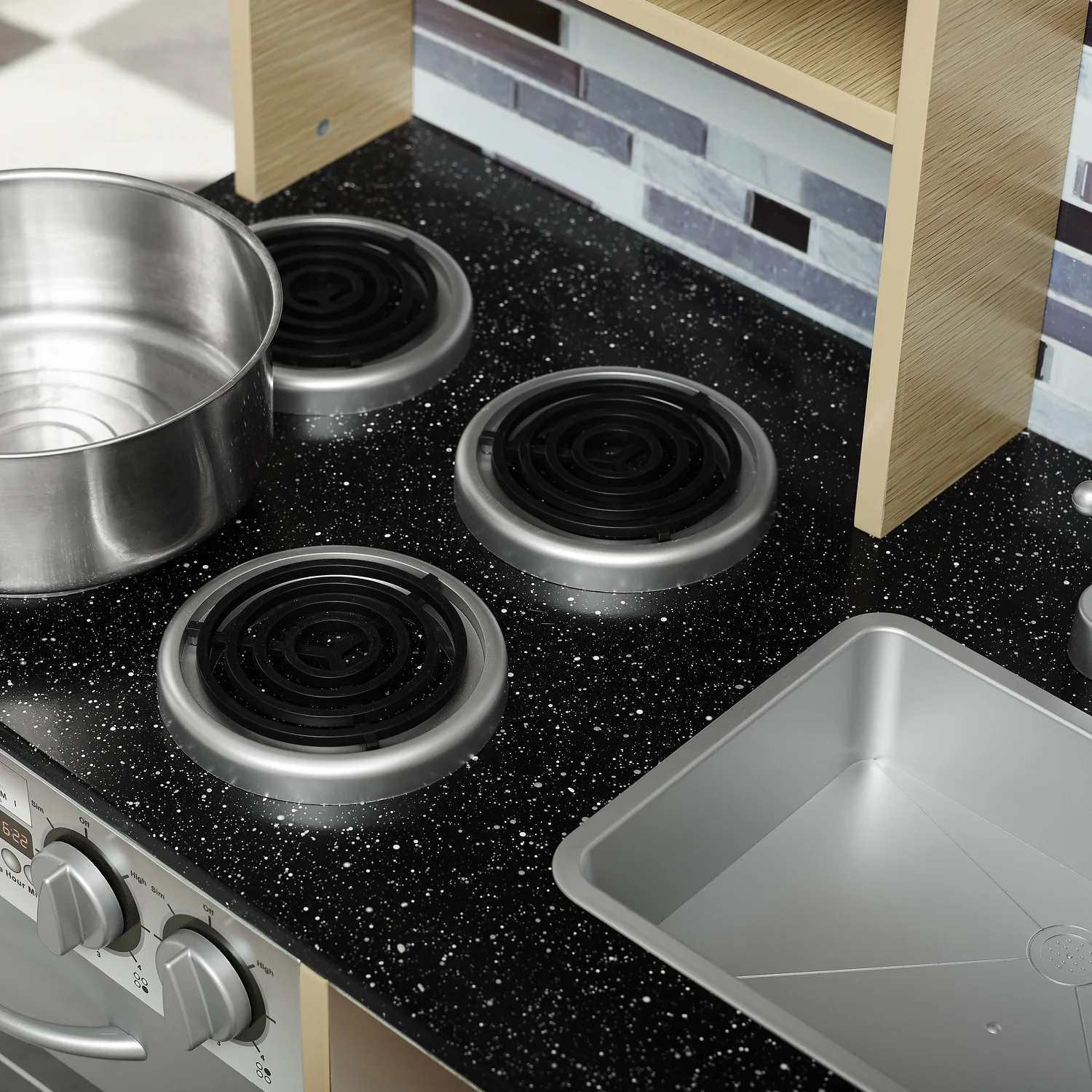 Kids Realistic Pretend Playset Toy Kitchen KIDKRAFT Set Wooden Kids Play Kitchen for Kids, Cook, Create, and Imagine in Style, Girls, Boys, Toddler, Ages 4-8 by Naomi Home, Natural