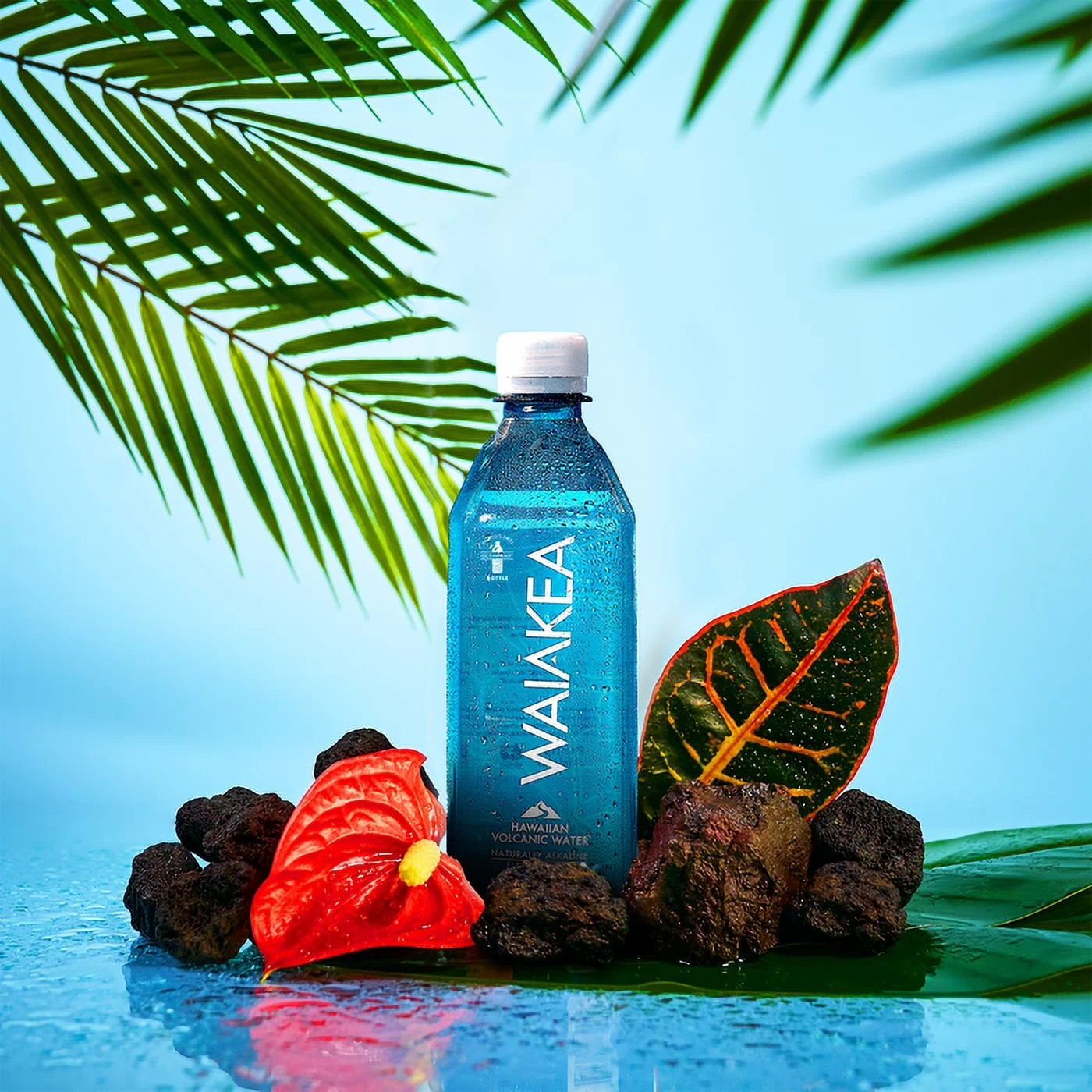 Waiakea Bottled Water, Hawaiian Volcanic Alkaline Water, 500ml (16.9 oz) Bottles, 6 Pack