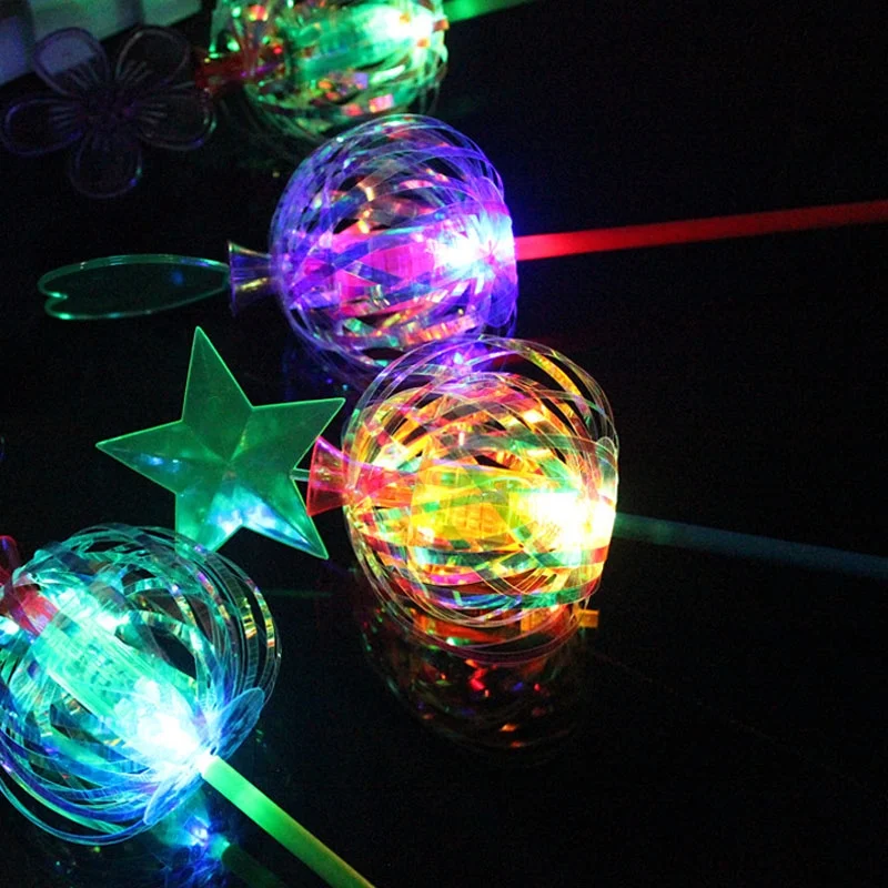 Funny Magic Toy Sparkling Spindle Wand Amazing Rotate Colorful Bubble Shape Glow Stick Toys For Kid Children Gifts