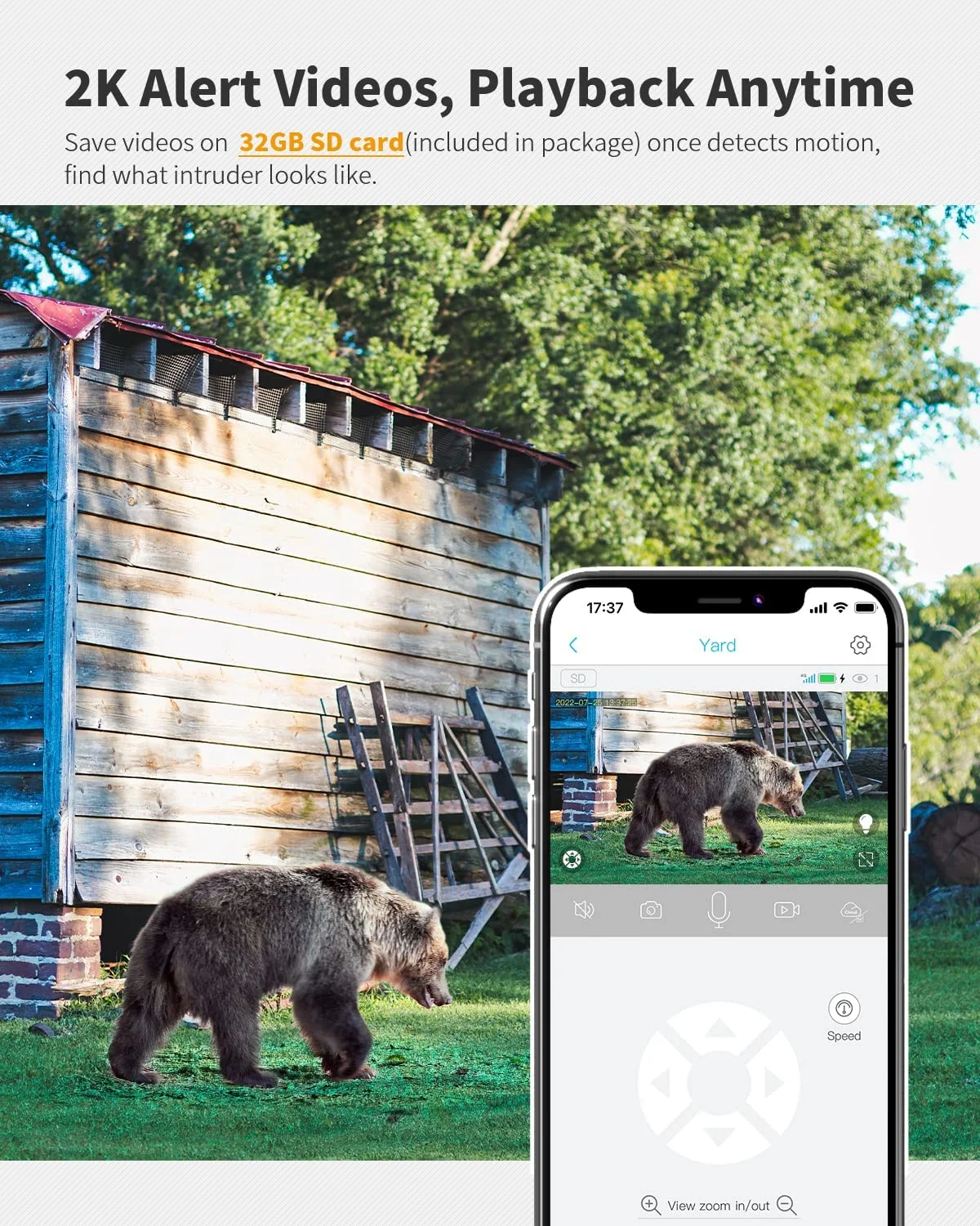 4G LTE Cellular Security Camera Include SD&SIM Card (Support Verizon AT&T T-Mobile), 2K Solar Outdoor No WiFi Security Camera with 360° Live Video Night Vision Spotlight PIR Motion Sensor Two Way Talk