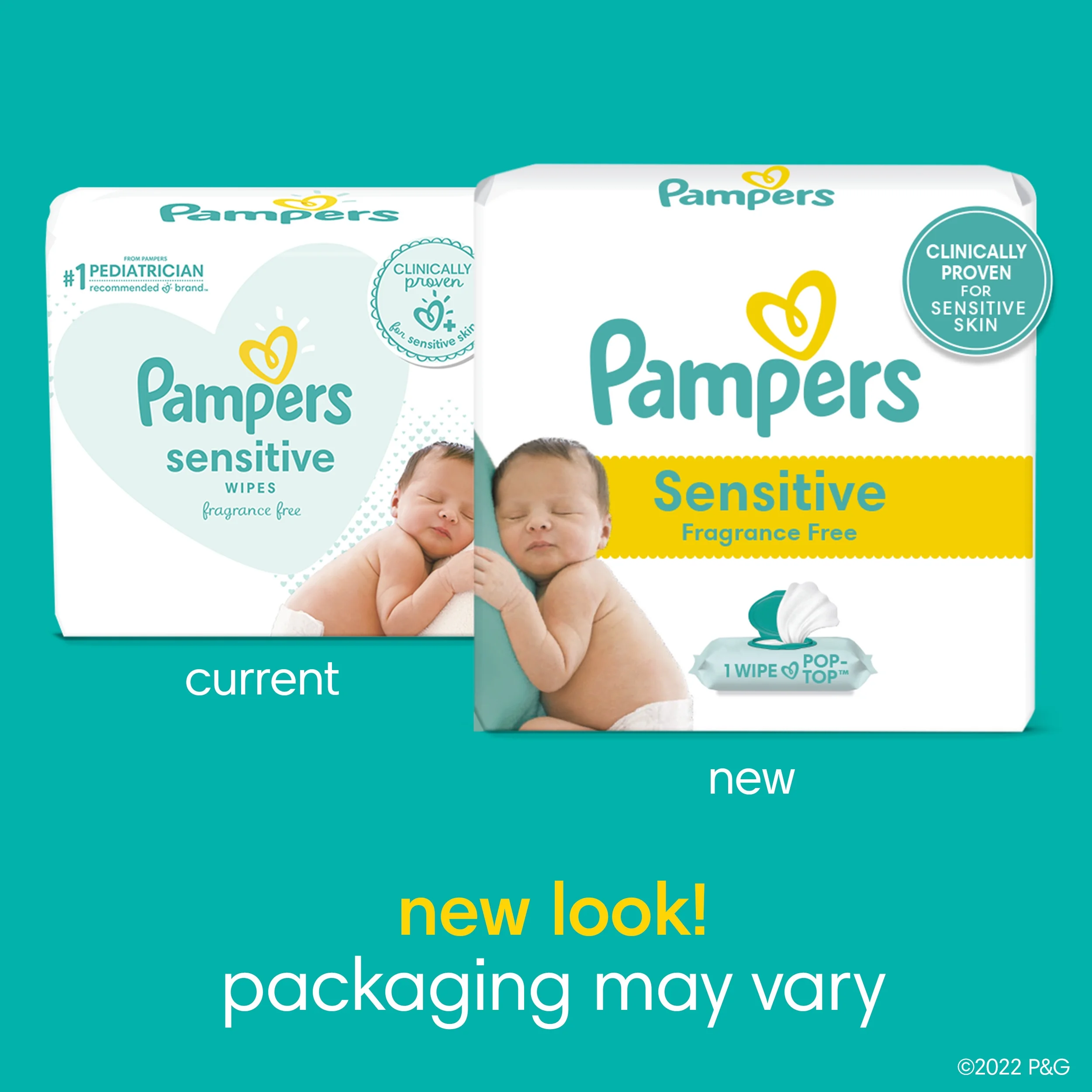Pampers Baby Wipes, Sensitive, Perfume Free, 7X Pop-Top Packs, 392 Ct