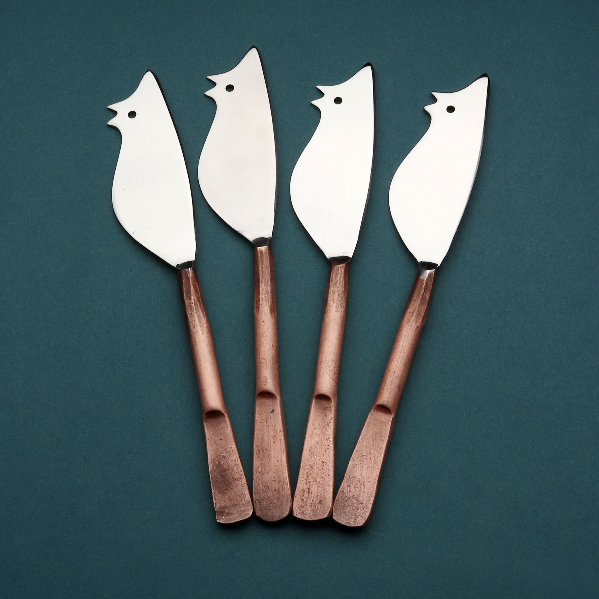 Celia Design Copper Antique Mouse Cheese Knife 4 Pcs. Set