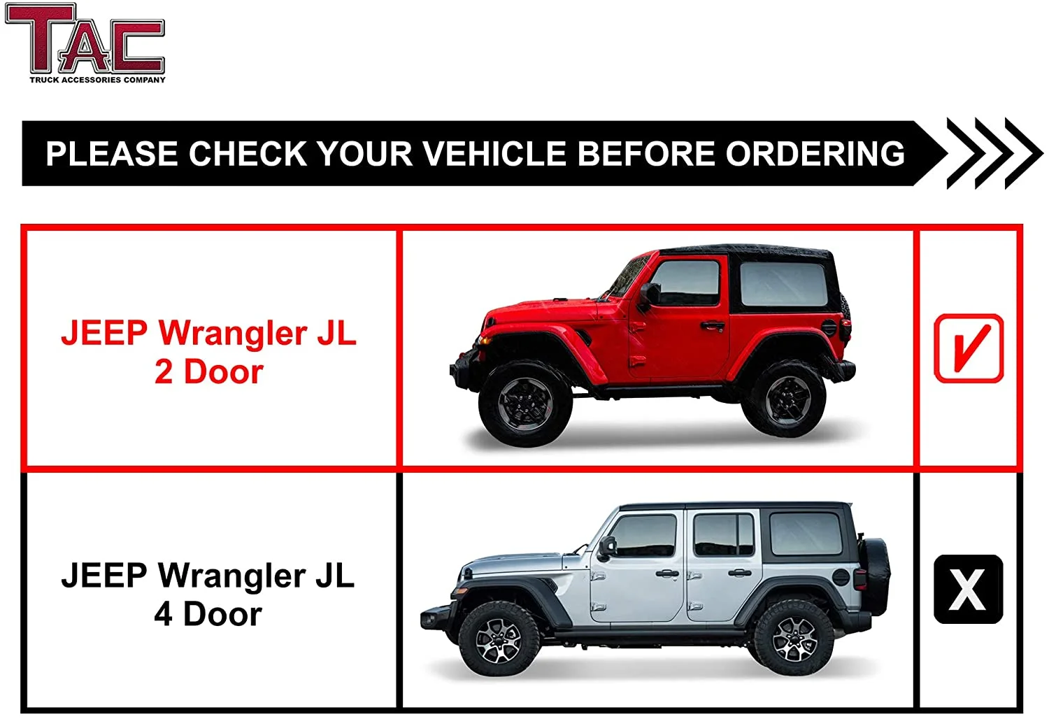 TAC Sidewinder Running Boards Fit 2018-2024 Jeep Wrangler JL 2 Door SUV 4” Drop Side Steps Nerf Bars Rock Slider Fine Texture Black Off-Road Accessories (2pcs)