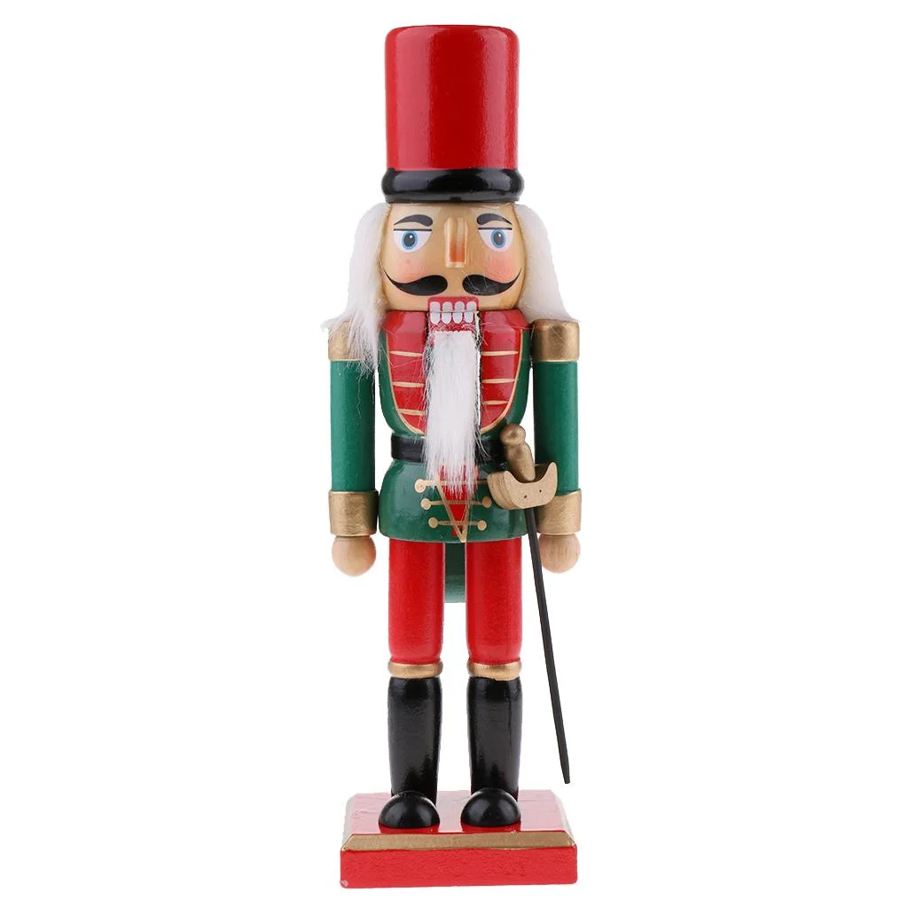 25cm Wooden Nutcracker King Soldier Puppets Doll Christmas Ornaments