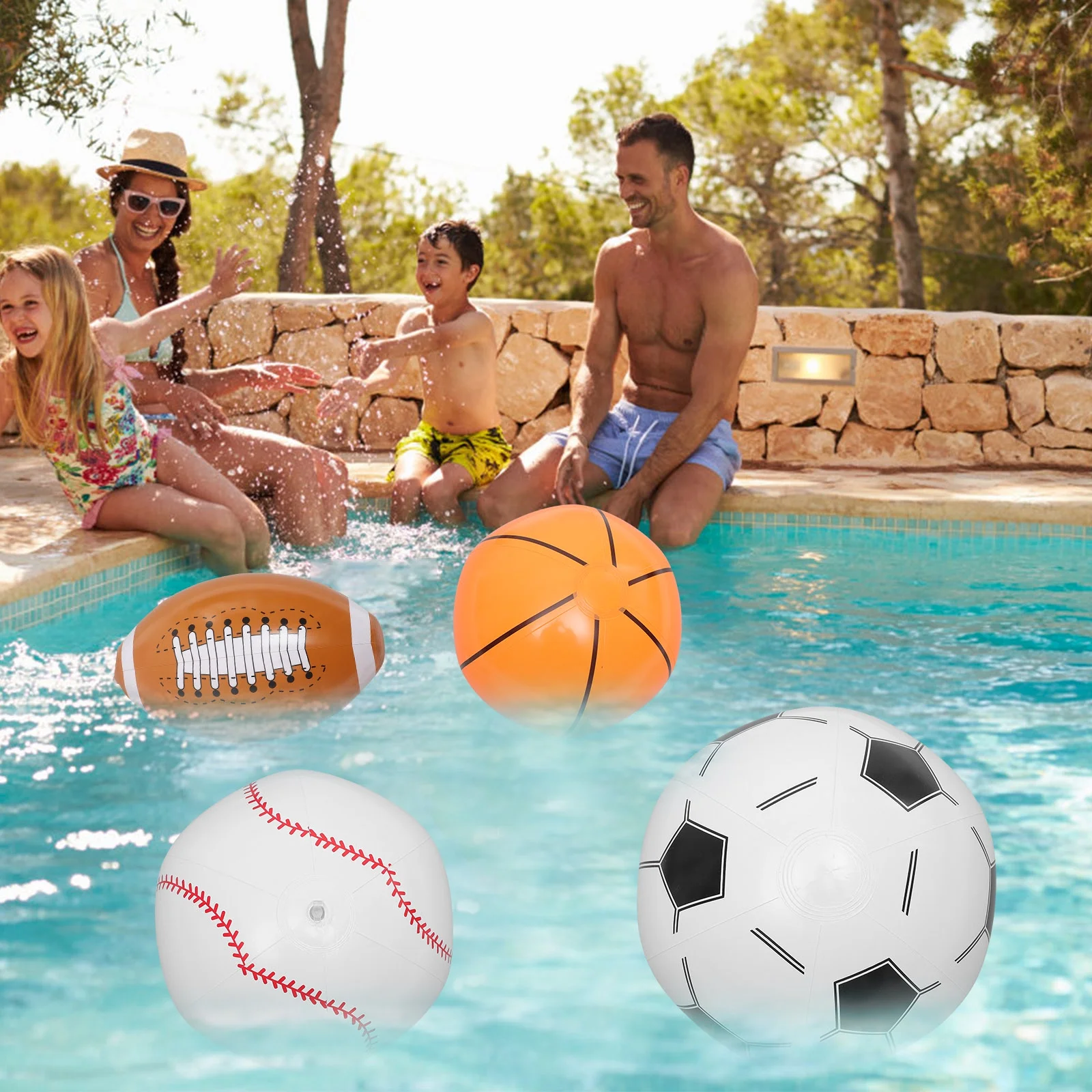 Inflatable Beach Ball Soccer 16 Pcs Baseball Ornament Stick Balls Toy Sports Birthday Party Decorations Pool