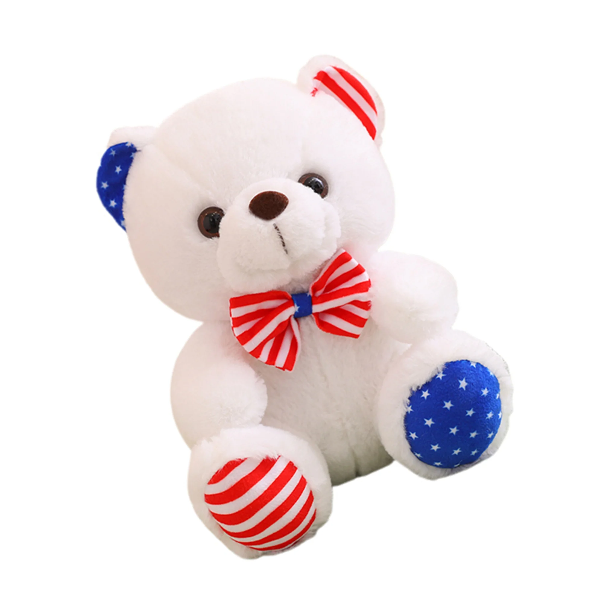 4th of July Home Party Decoration Patriotic Bear Plush Toy 10inch Teddy Bear Stuffed Animal for Independence Day Gift for Kids