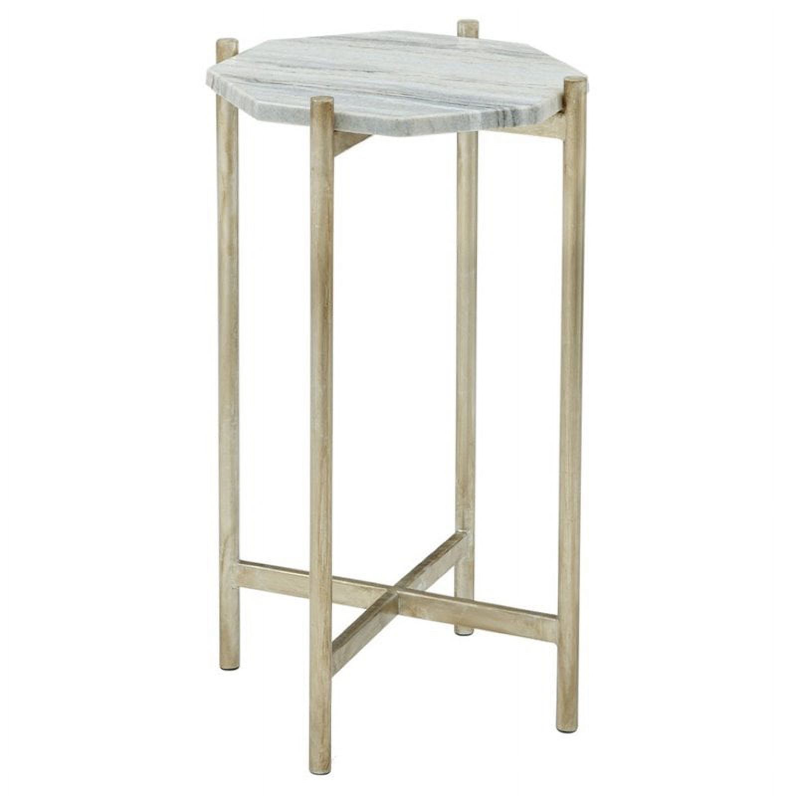 Bassett Mirror Mixson Marble Scatter Table in Silver Leaf and White