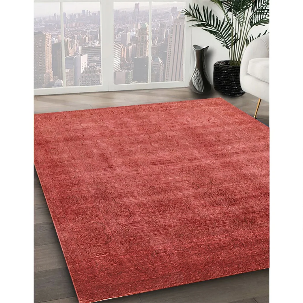 Ahgly Company Indoor Rectangle Mid-Century Modern Bright Orange Oriental Area Rugs, 3' x 5'