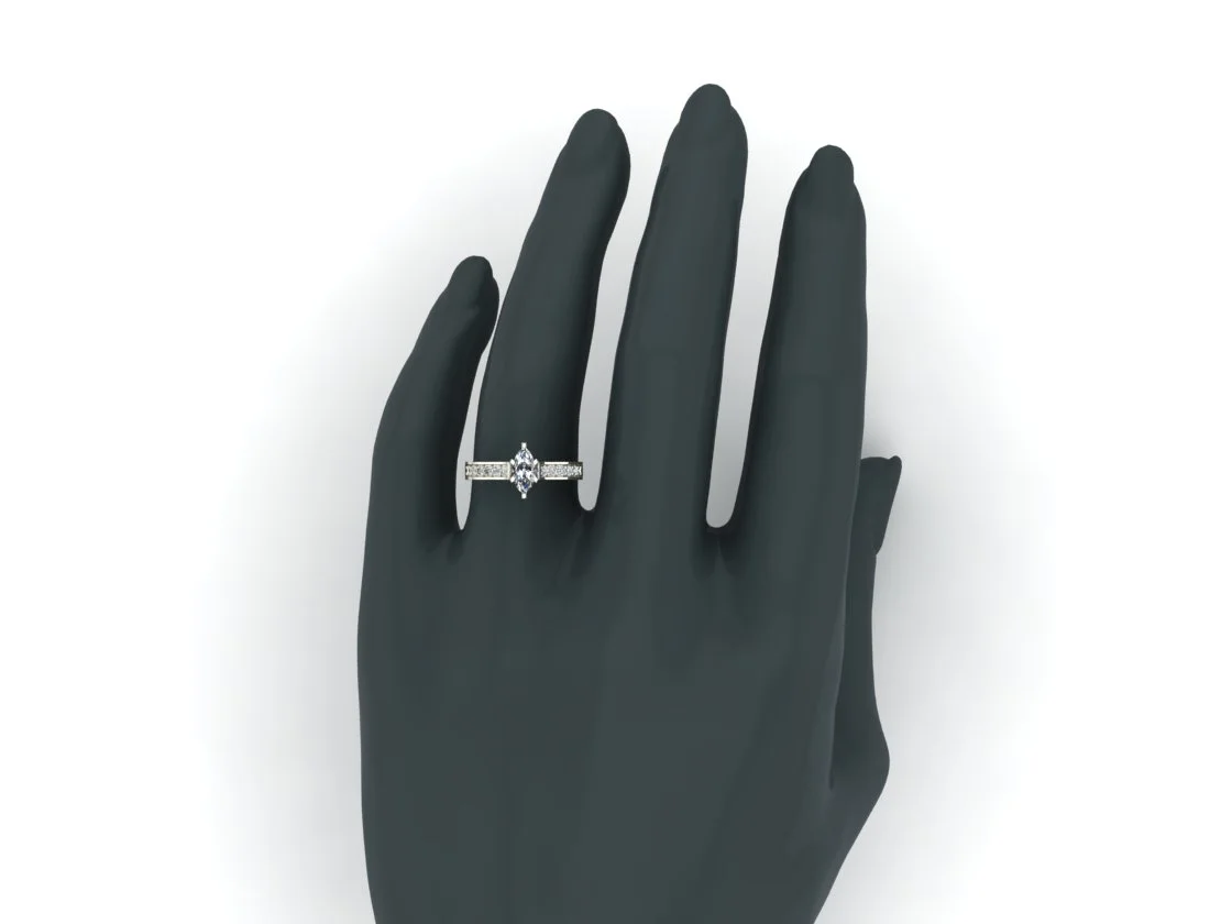 Engagement Rings Marquise Cut Diamond Rings for Women 14K Gold 1.10 CT TW (H,SI1)