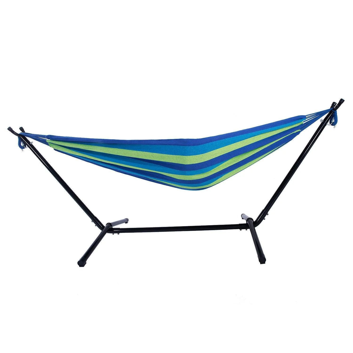 CozyBox Premium 2-Person Portable Hammock with Premium Canvas and 450 LB Capacity Metal Stand Great for Patio Beach Camping Tailgate