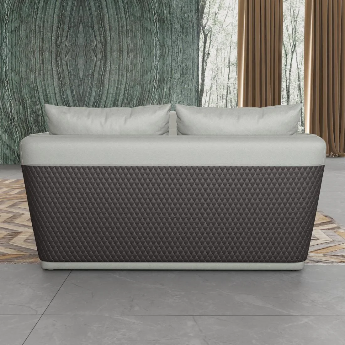 Italian Leather Grey-Chocolate Loveseat GLAMOUR EUROPEAN FURNITURE Modern