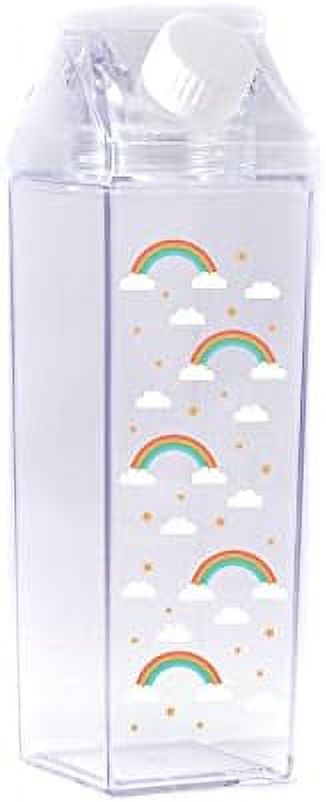rainbow pattern milk carton water bottle 500ml 16.9oz clear