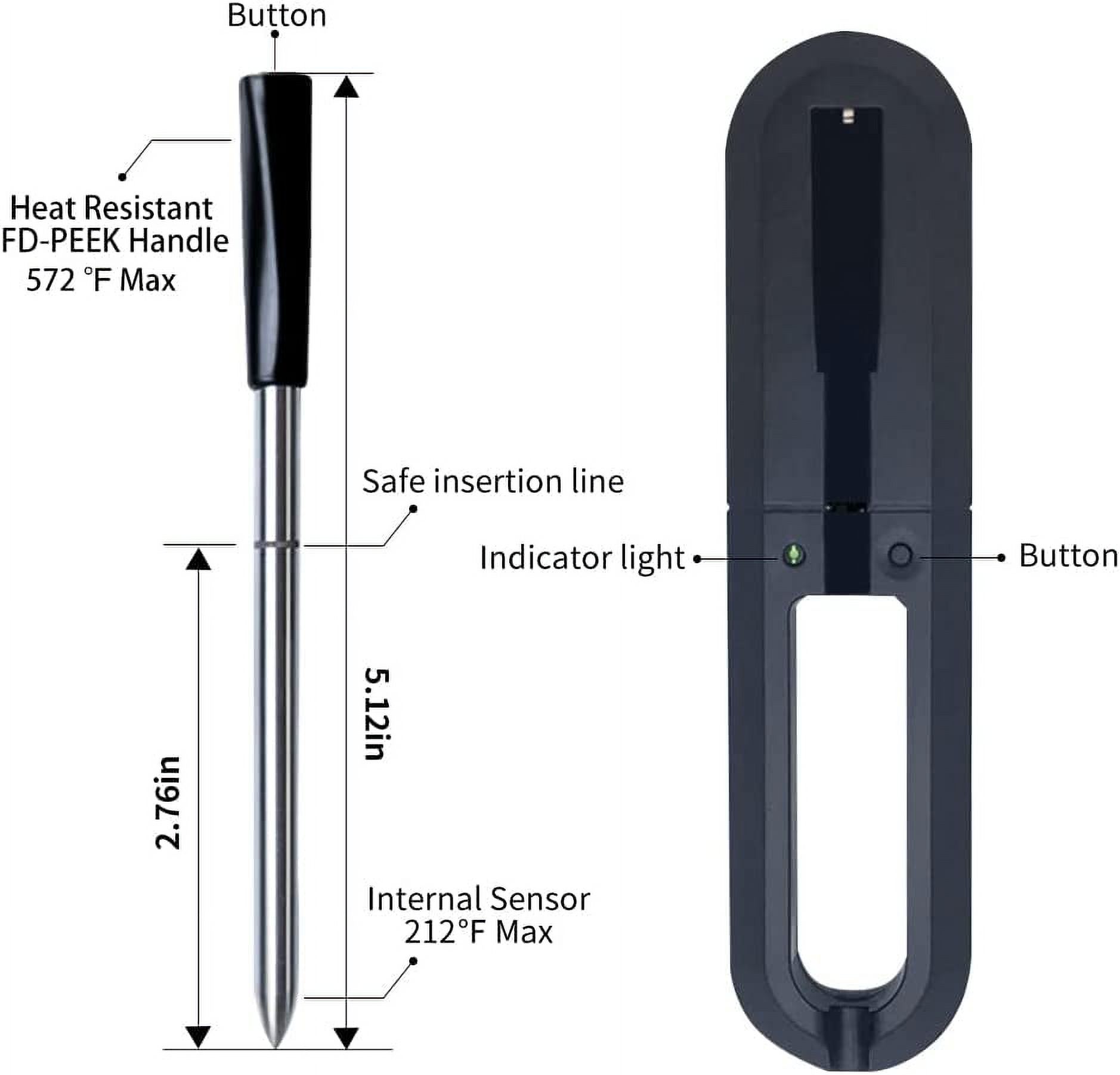 Smart Meat Thermometer Wireless Long Range Thermometer,Bluetooth Meat Thermometer,Food Thermometer for Oven, Grill, Smoker, BBQ, Rotisserie, Deep Frying,Barbecue