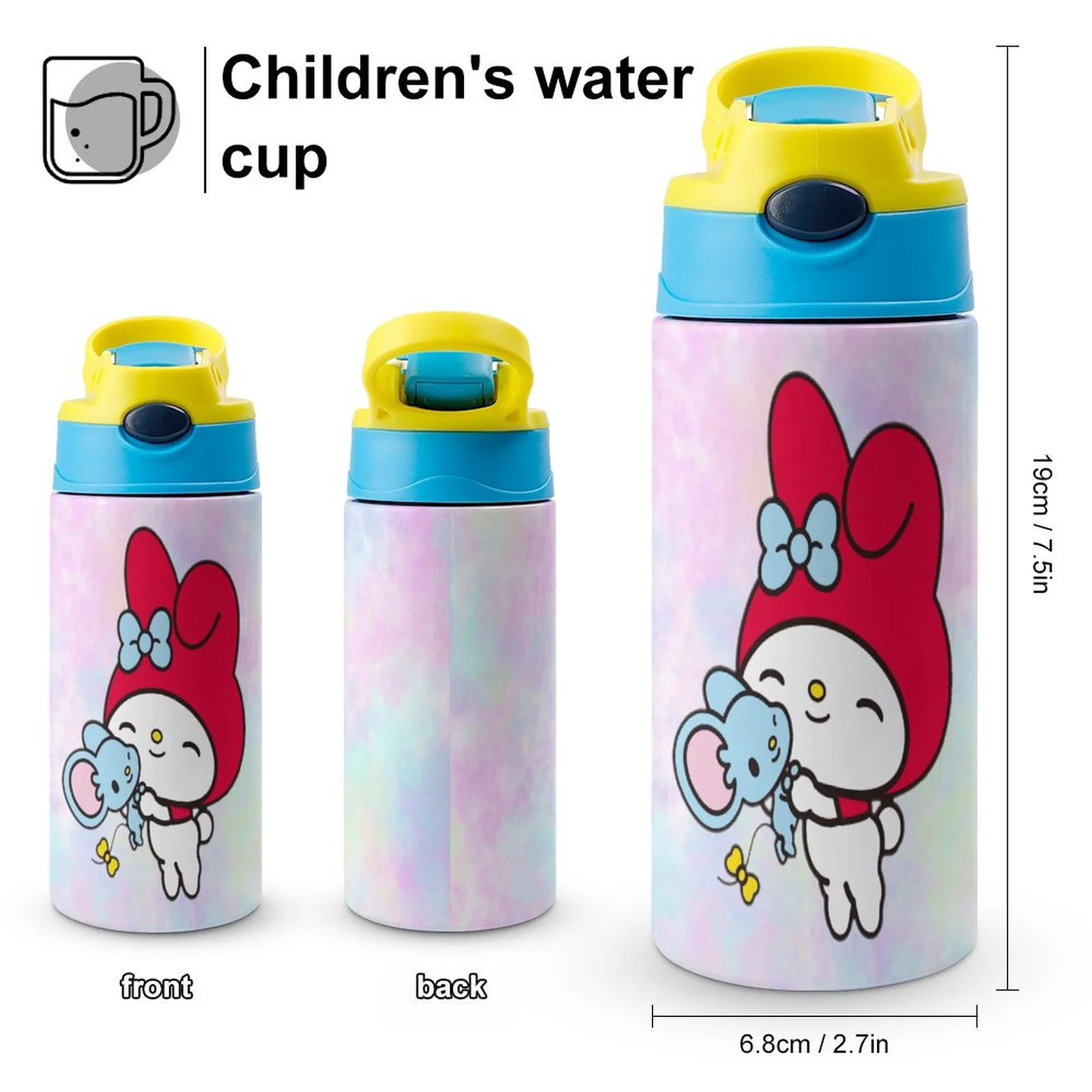 My Melody Shy Children's Water Bottle Vacuum Insulated Stainless Steel Cup With Straw Toddler Thermoses