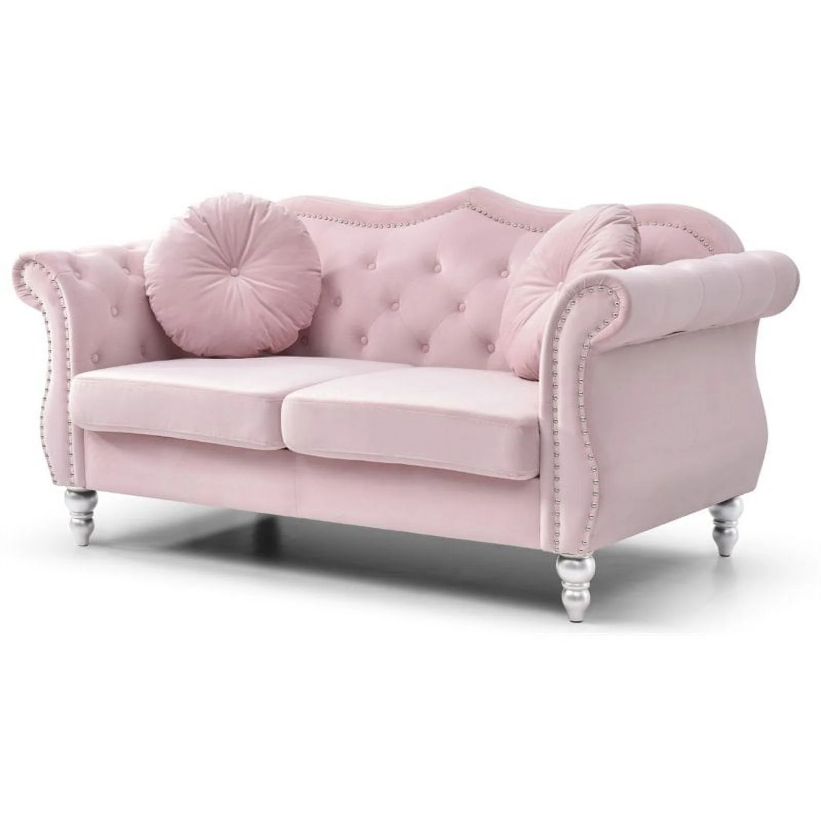 Home Square 2-Piece Furniture Set with Sofa and Loveseat in Pink
