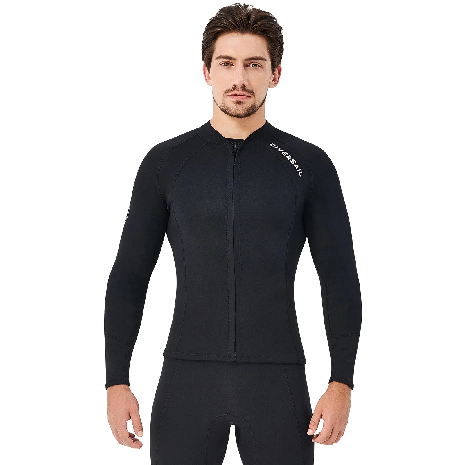 Tomfoto 2mm Neoprene Men Women Diving  with Front Zipper Wetsuits Jacket Long Sleeves Wetsuit  for Snorkeling  Diving Surfing Water Sports Swimming
