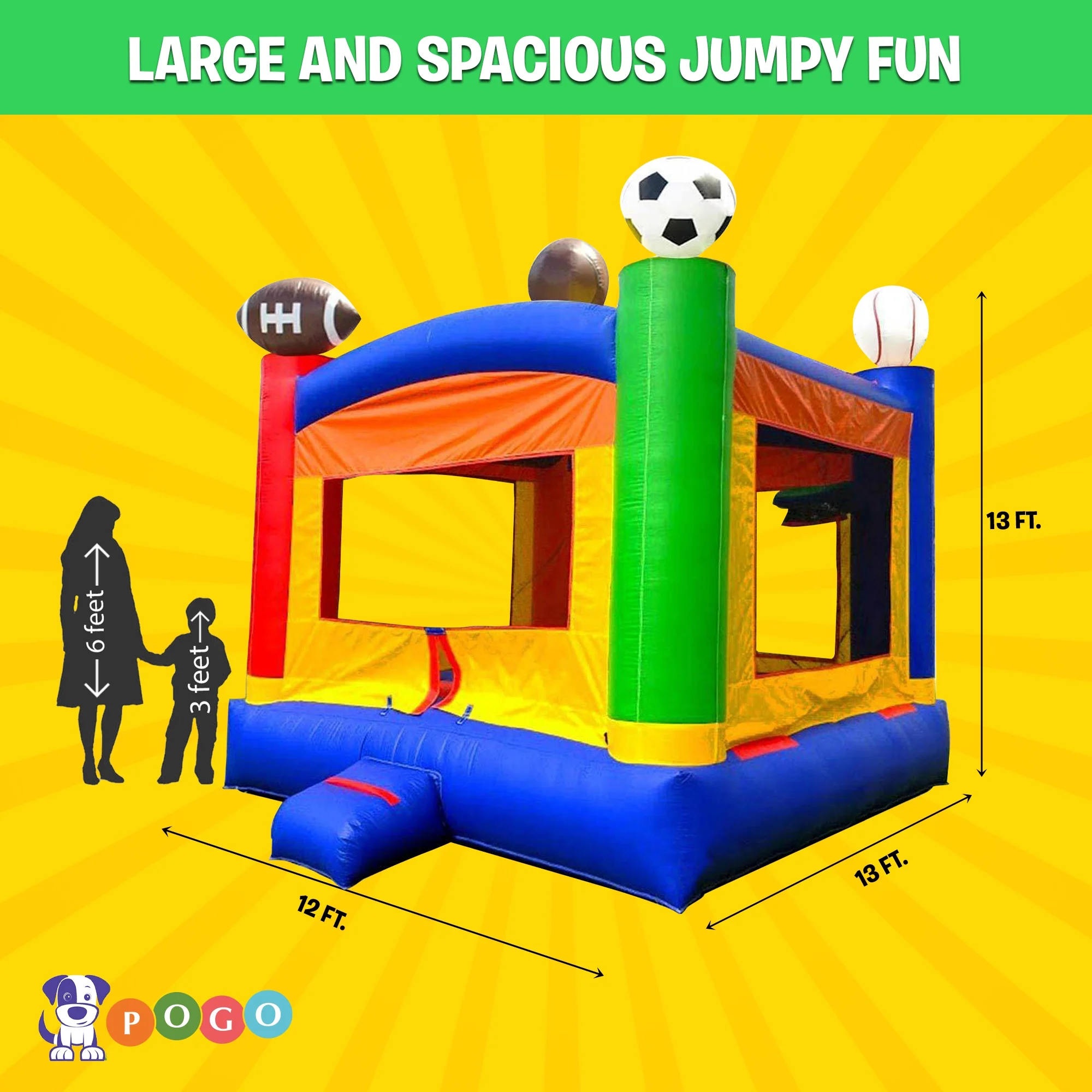 Pogo Crossover Inflatable Bounce House Jumper Kids Sports Bouncy Castle