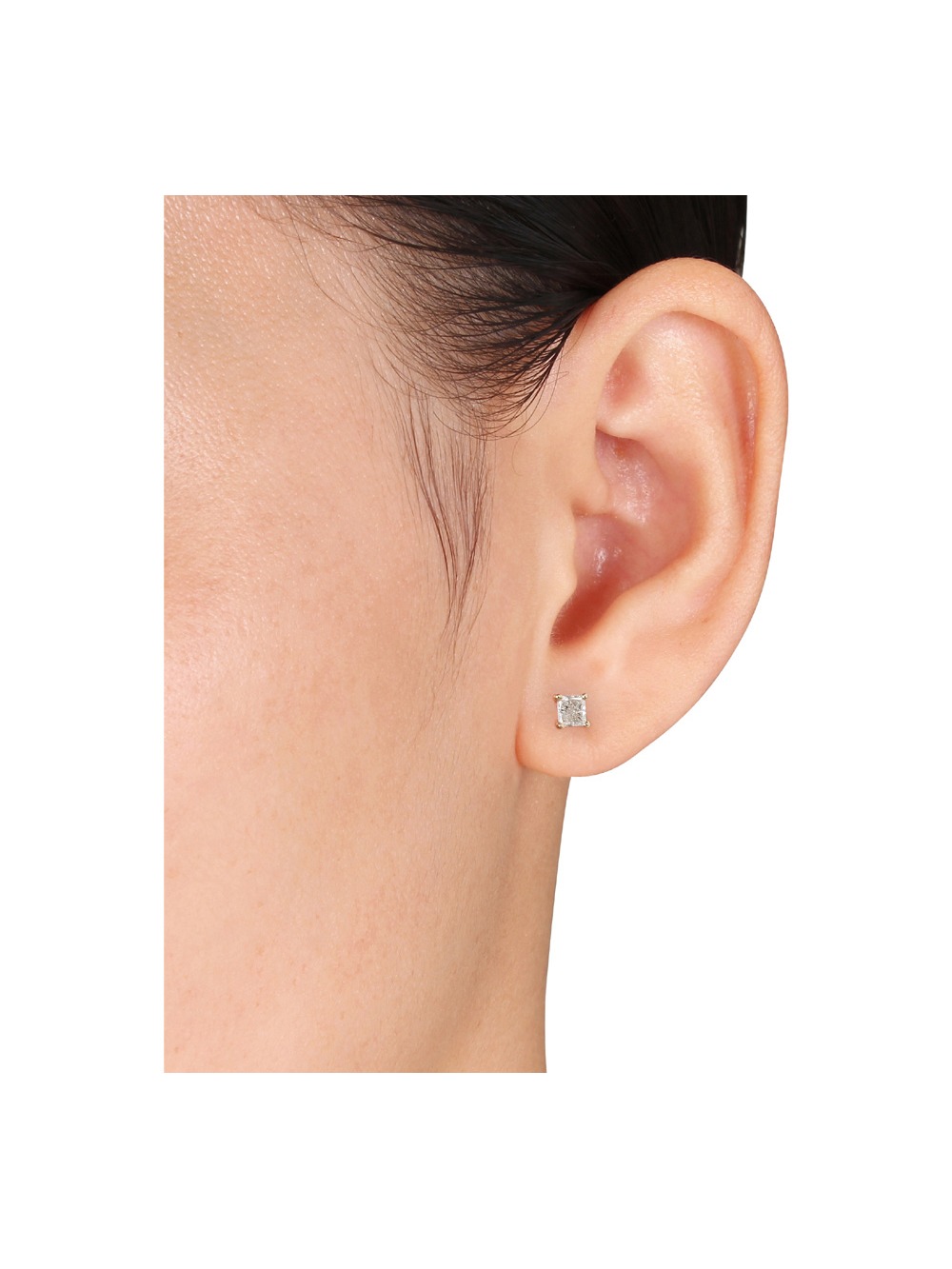 Princess Cut Diamond Solitaire Stud Earrings 1/2 Carat (Clarity I1-I2 Color H-I Ctw) in 14K Yellow Gold